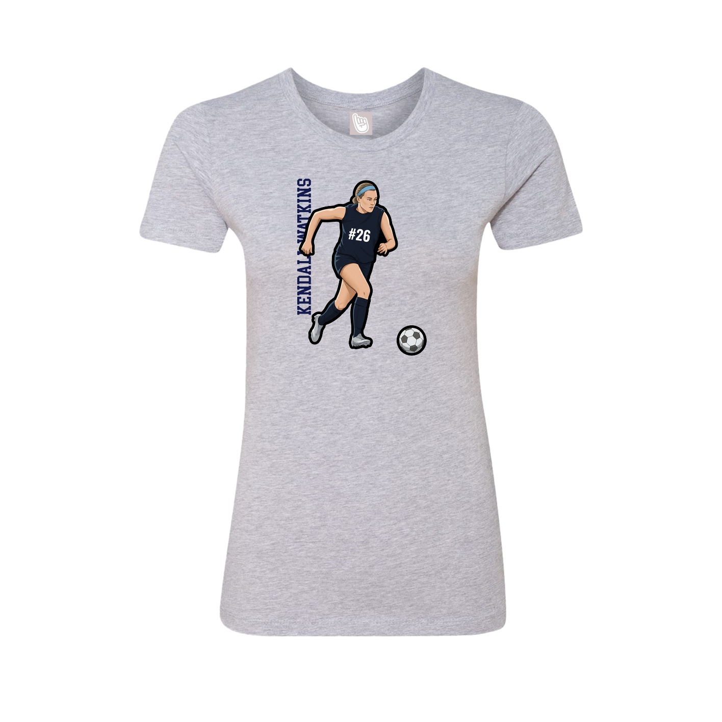 Fitted Women's Tee — Name Vertical in Grey
