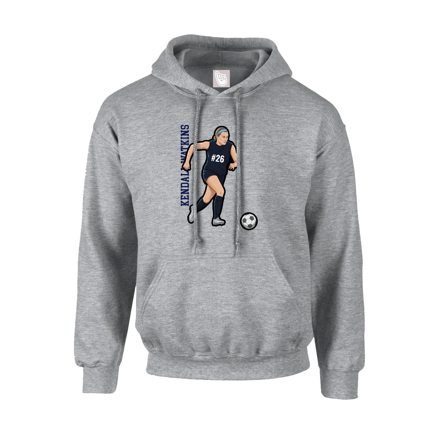 Hoodie — Name Vertical in Grey