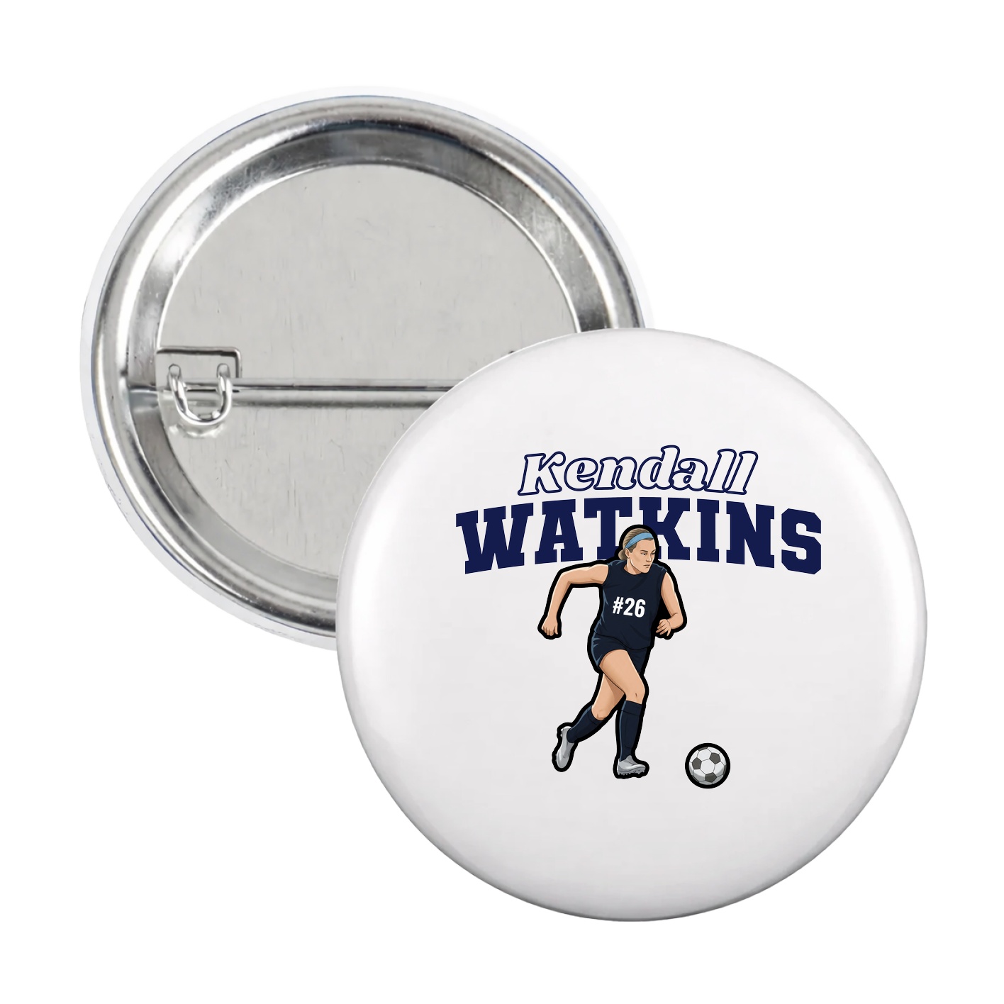 Game Day Button — Name Arch in White