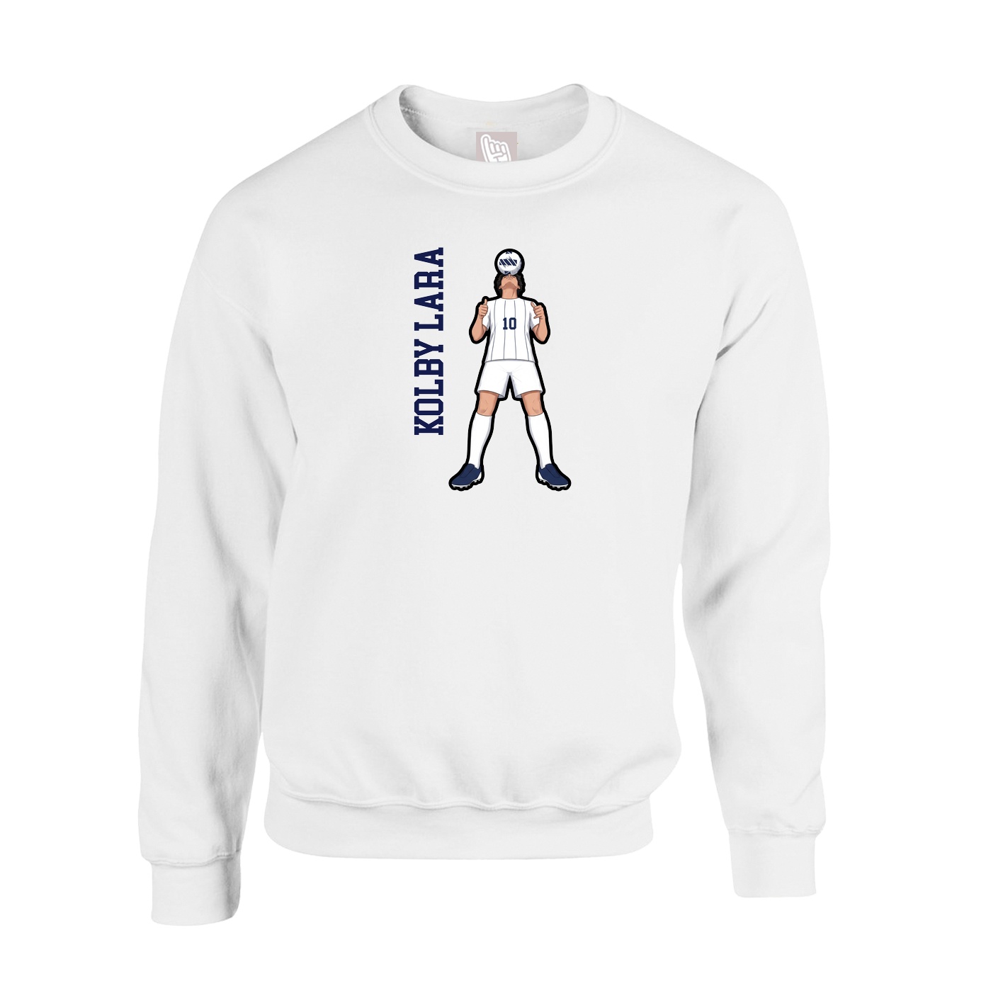 Fleece Crew — Name Vertical in White