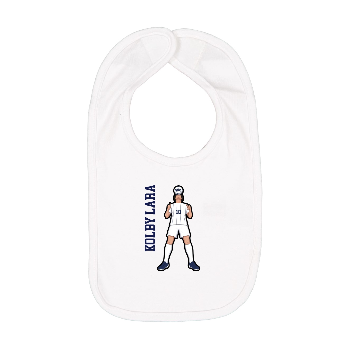 Infant Bib — Name Vertical in White