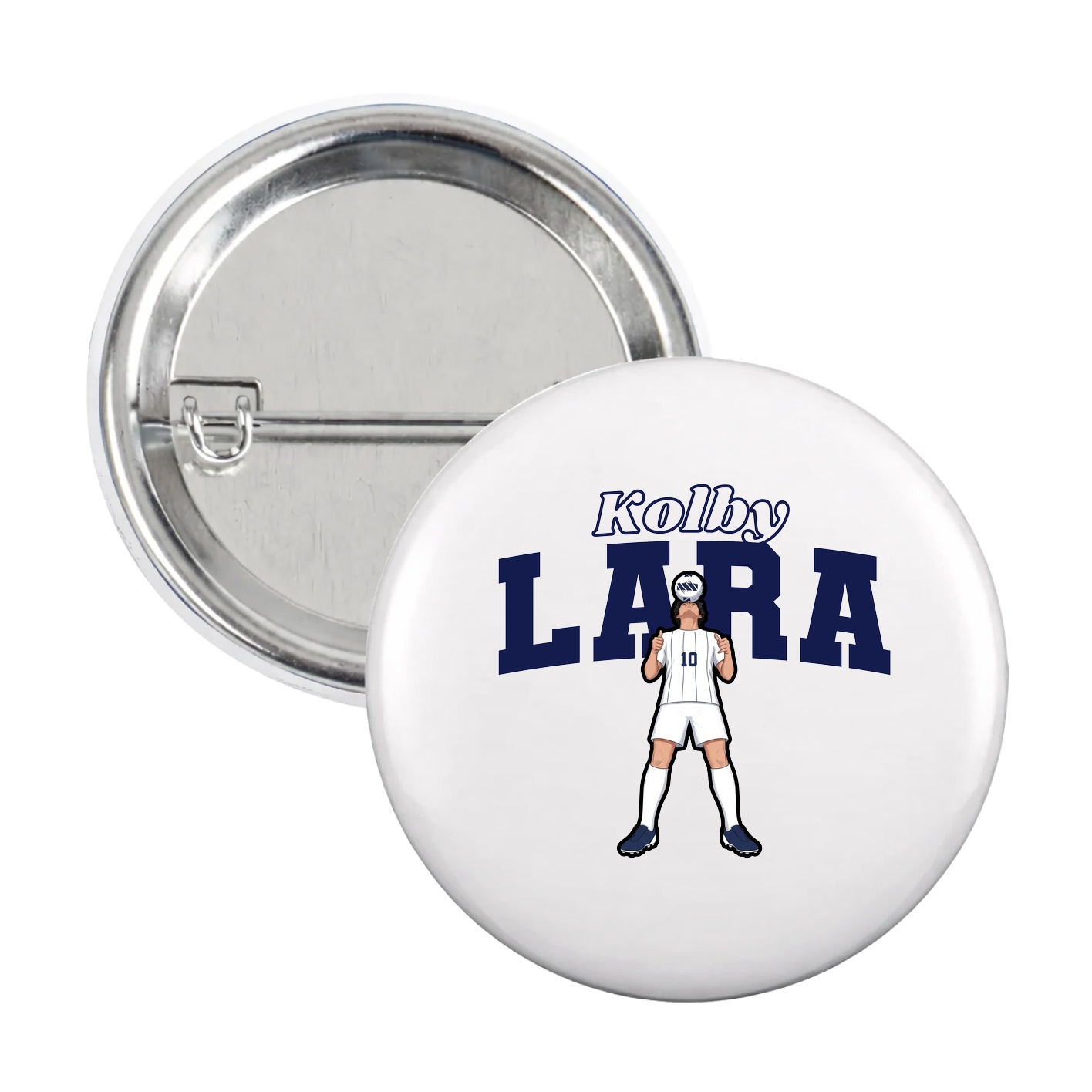 Game Day Button — Name Arch in White