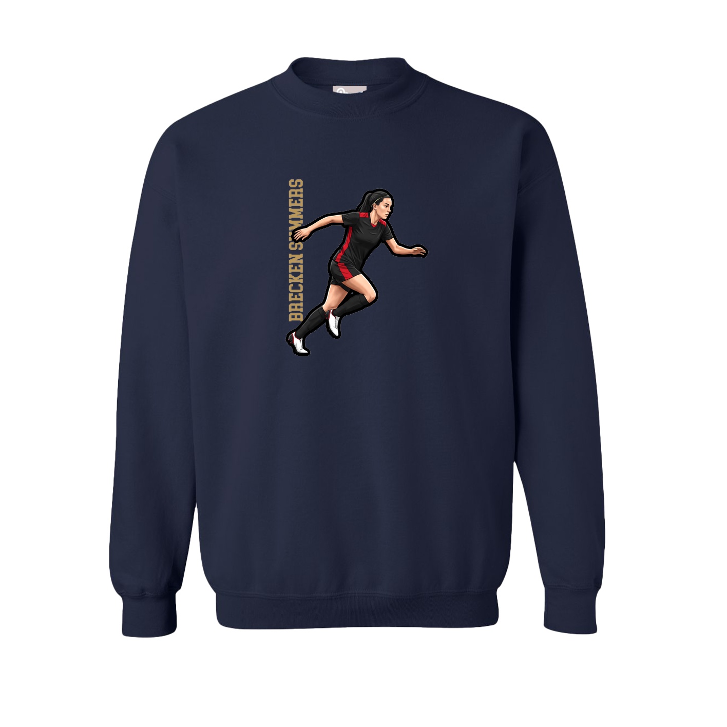 Fleece Crew — Name Vertical in Navy