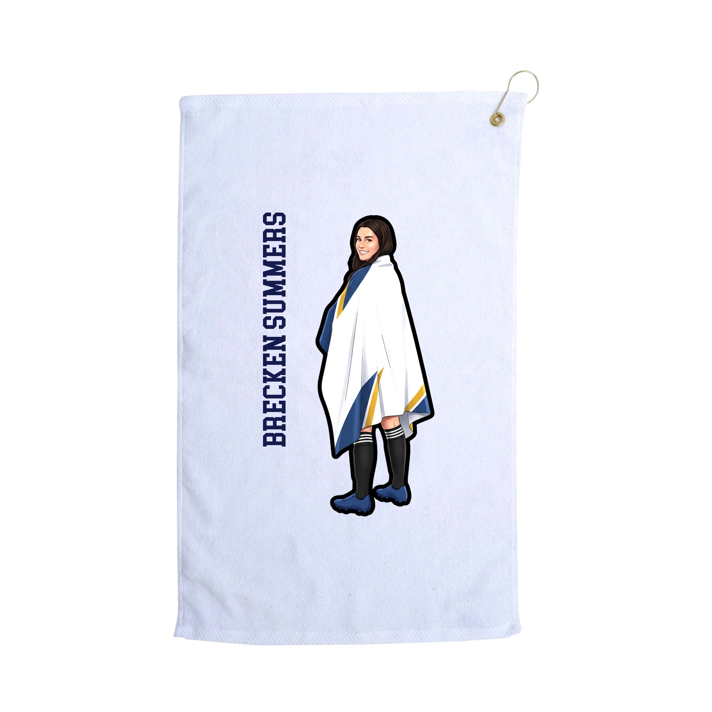 Golf Towel — Name Vertical in White