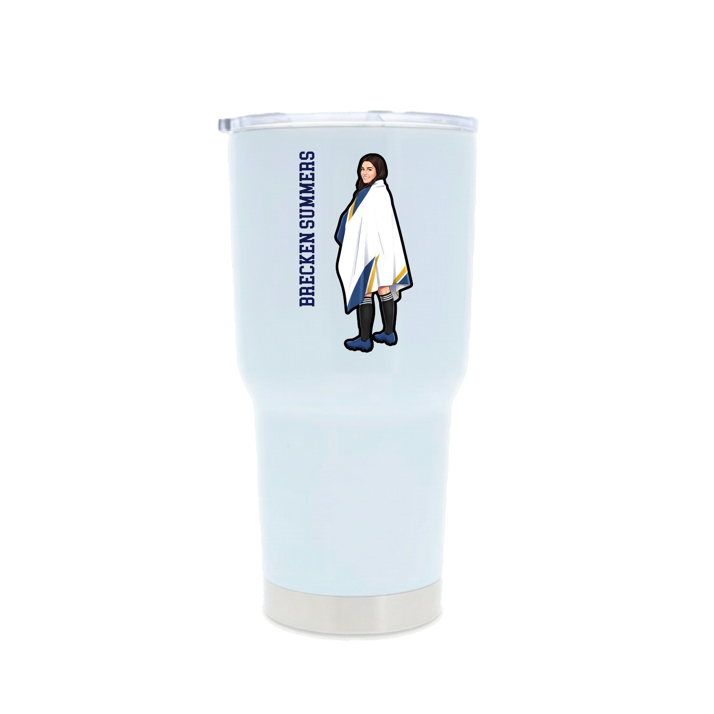 30oz Stainless Steel Tumbler — Name Vertical in White