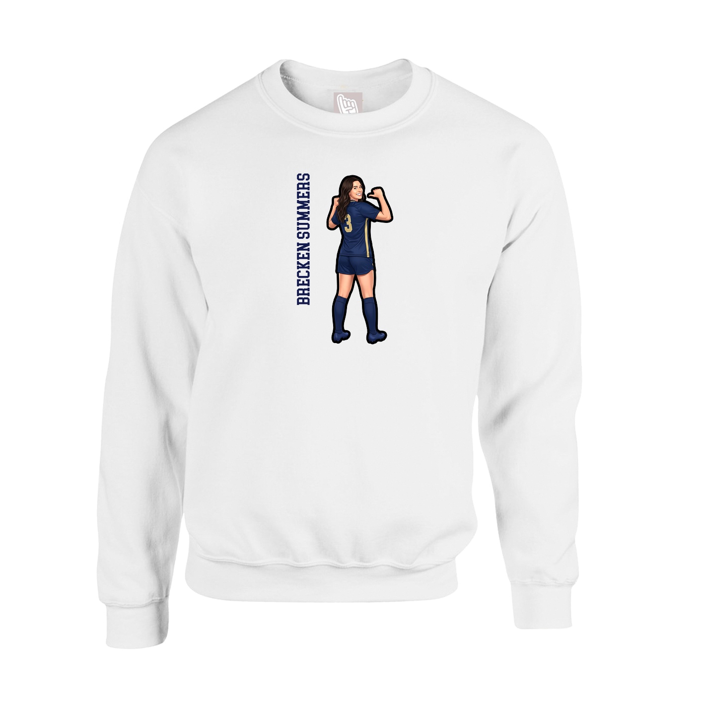 Fleece Crew — Name Vertical in White