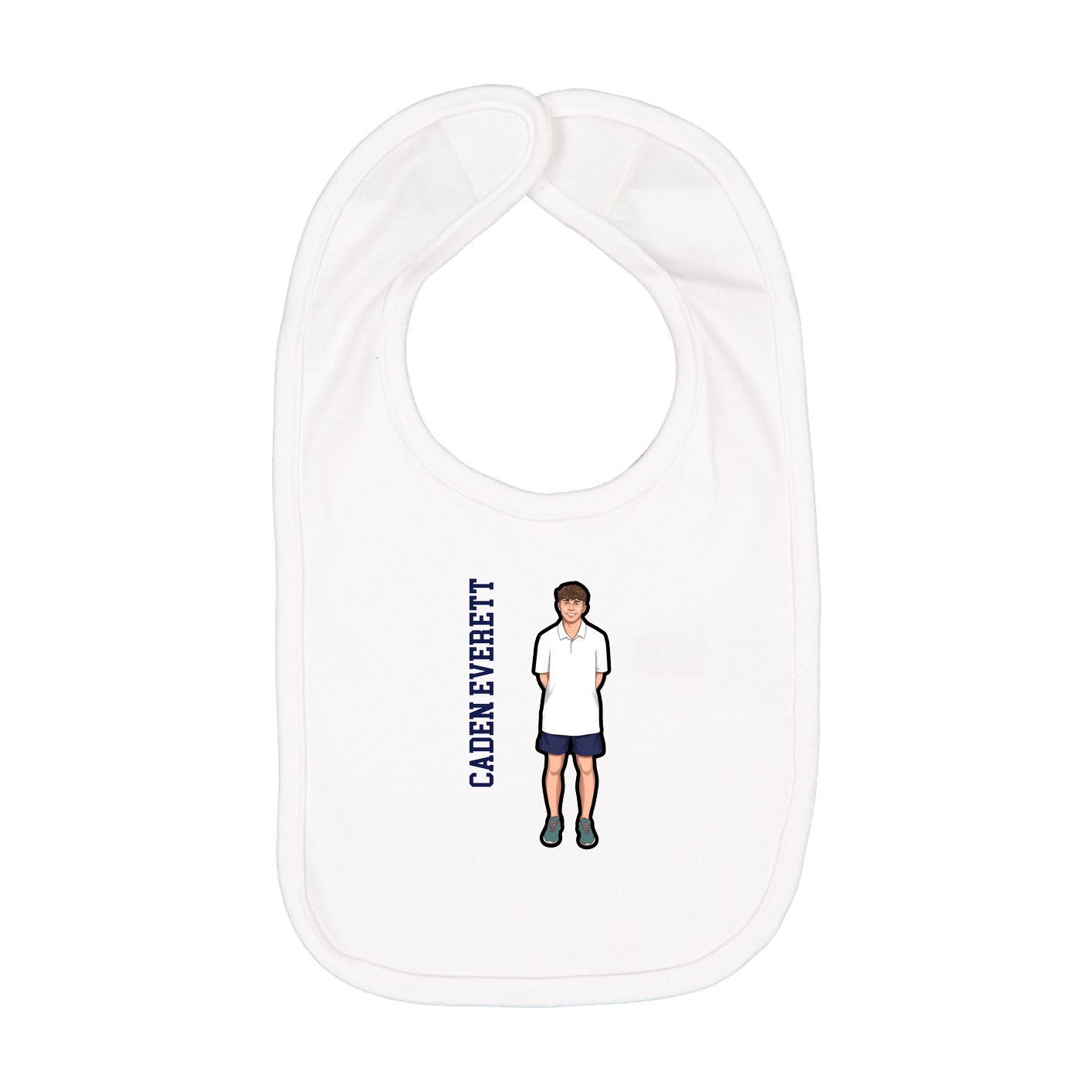 Infant Bib — Name Vertical in White