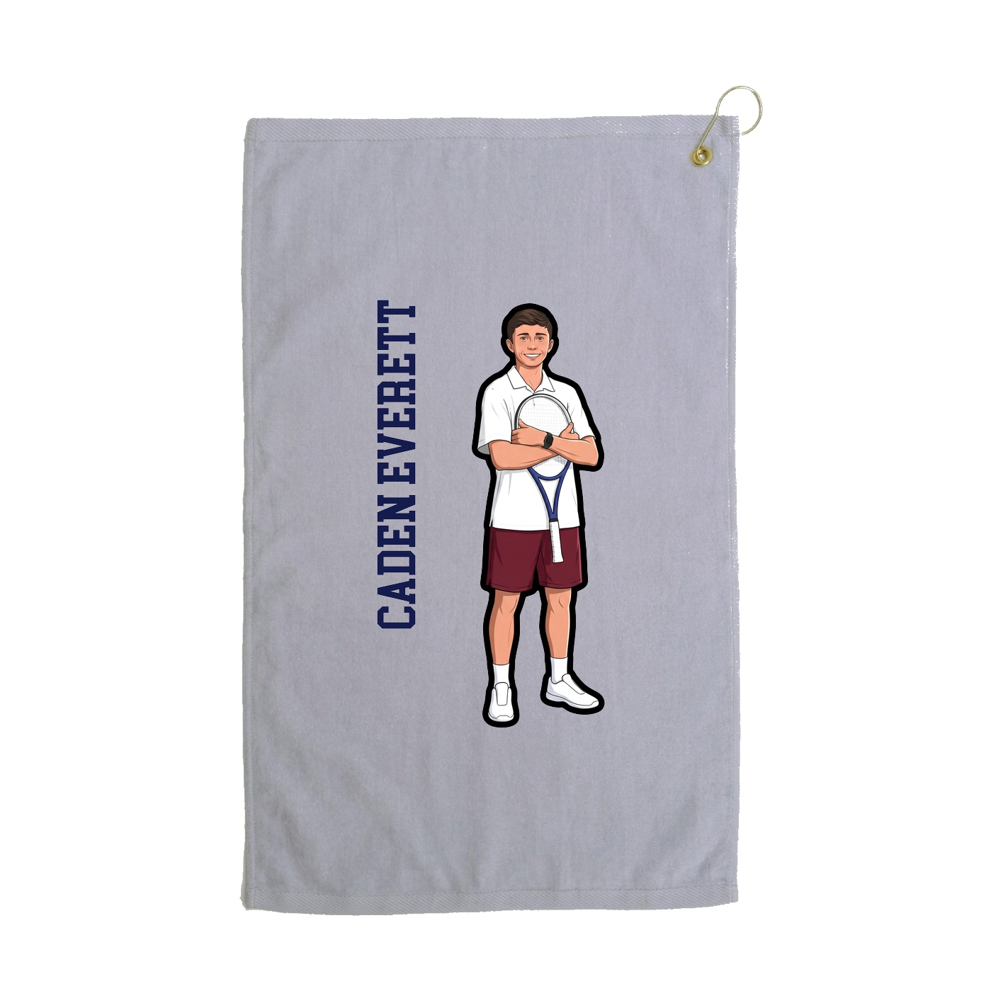 Golf Towel — Name Vertical in Grey