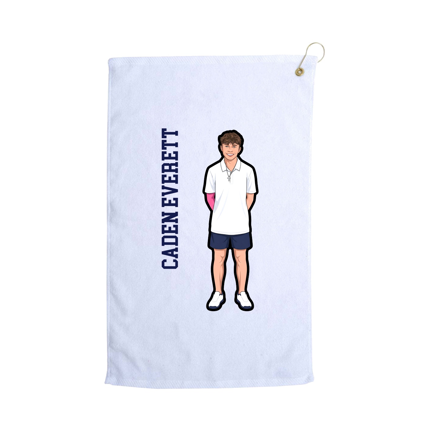 Golf Towel — Name Vertical in White
