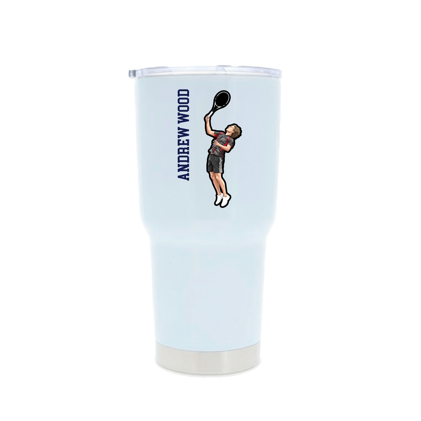 30oz Stainless Steel Tumbler — Name Vertical in White