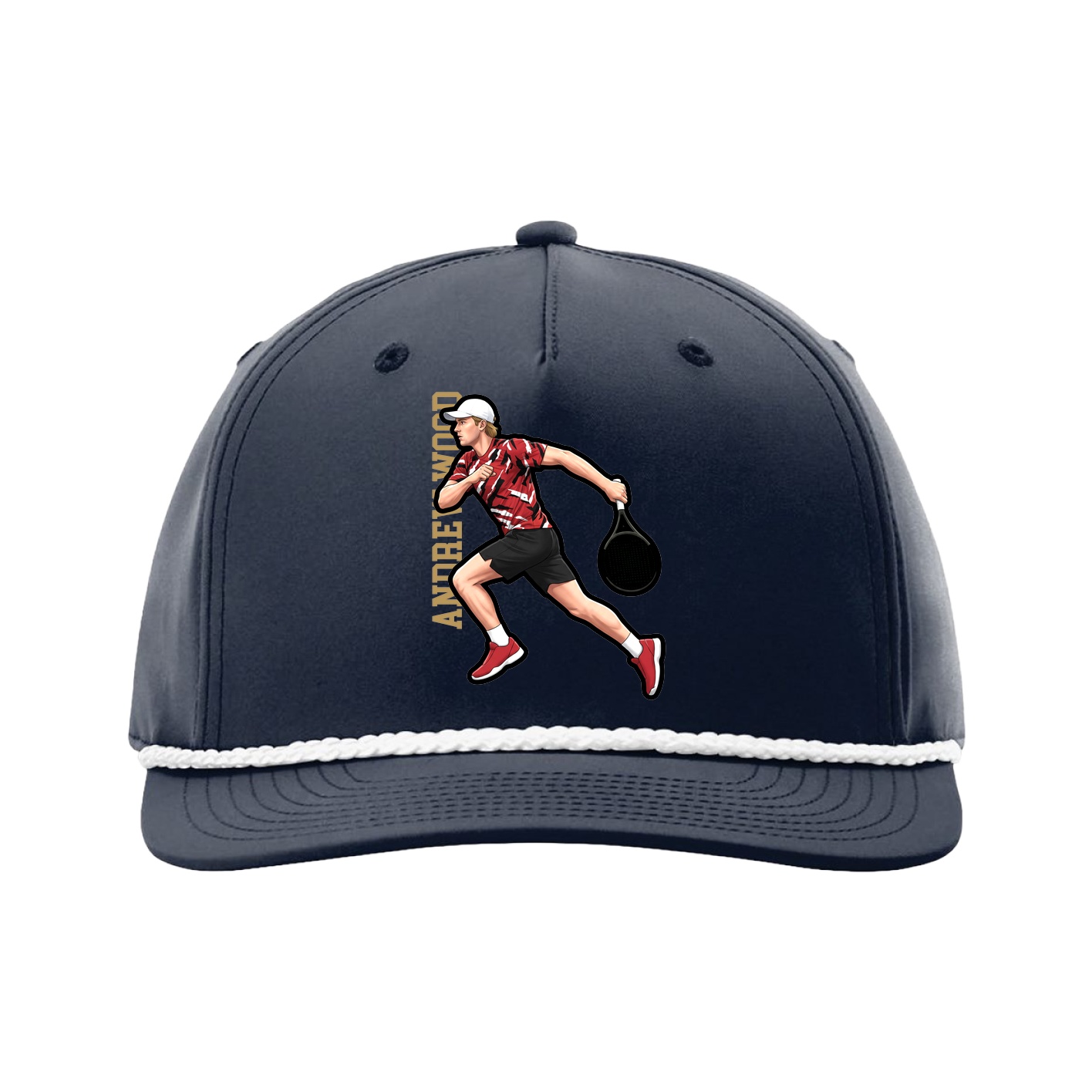 Five-Panel Classic Rope Cap — Name Vertical in Navy