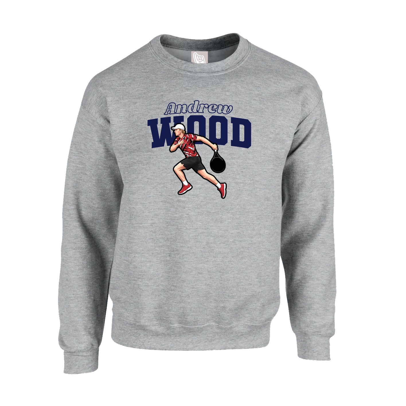 Fleece Crew — Name Arch in Grey