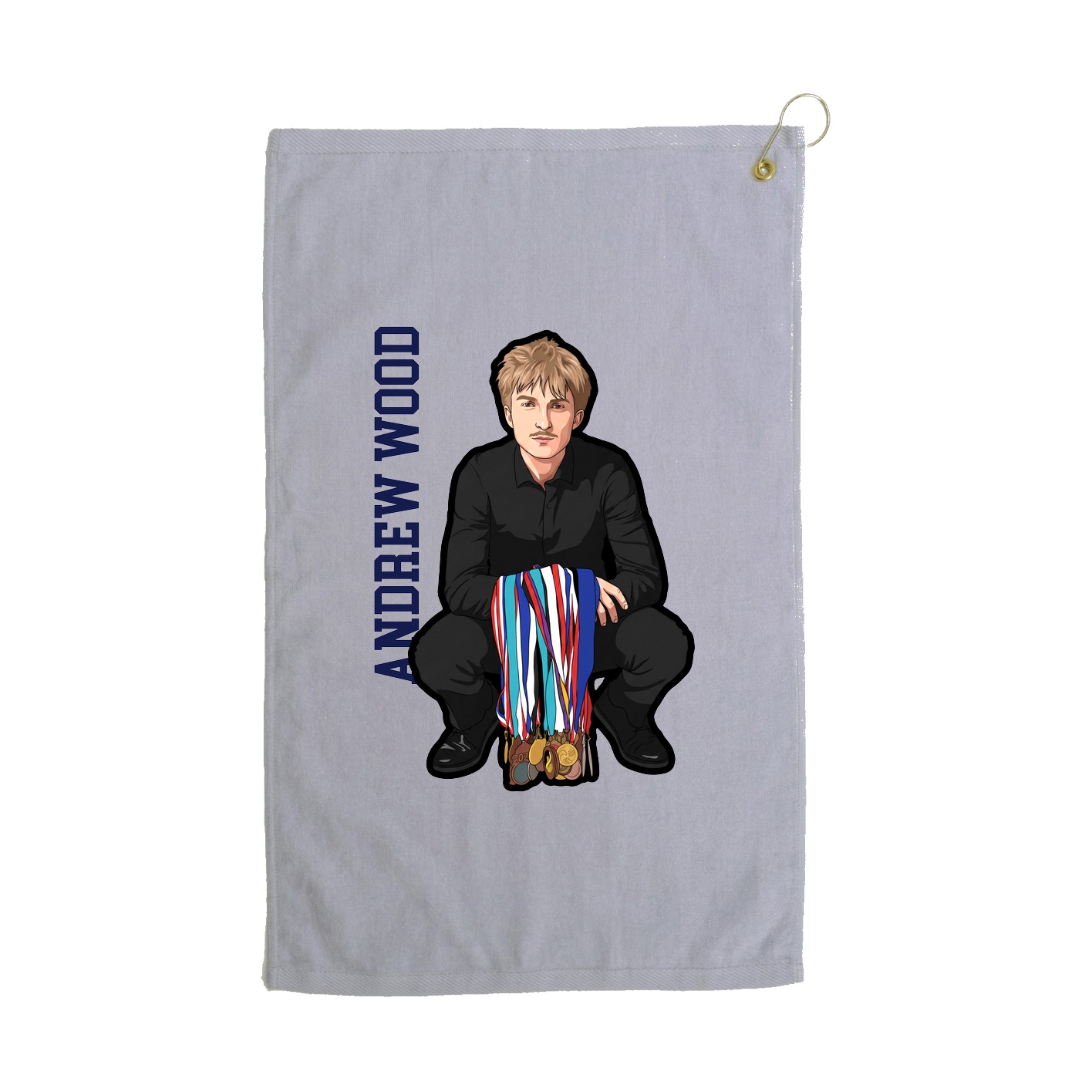 Golf Towel — Name Vertical in Grey
