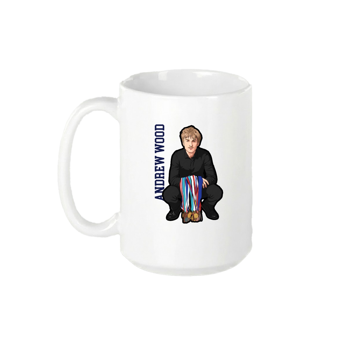 15oz Coffee Mug — Name Vertical in White