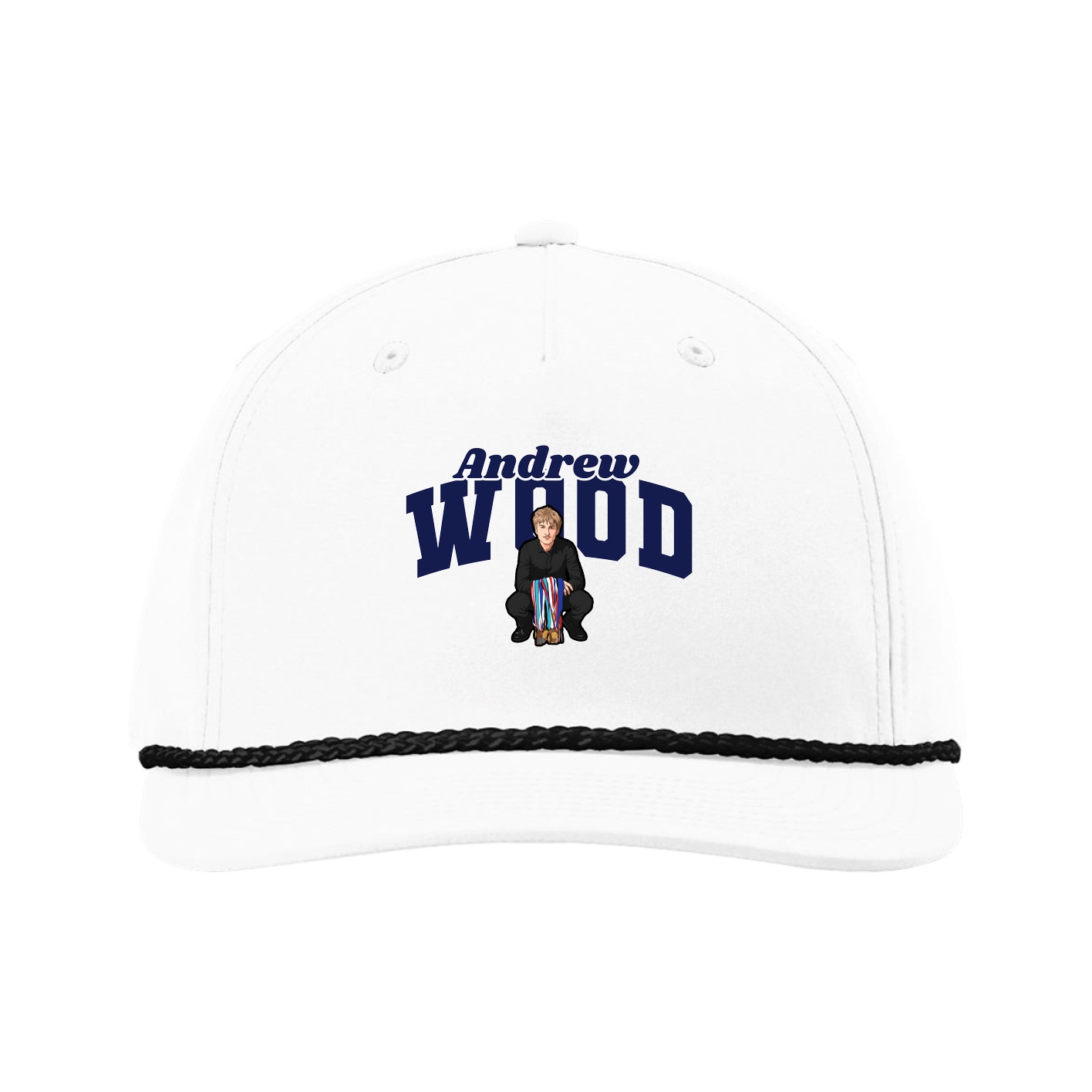 Five-Panel Classic Rope Cap — Signature Arch in White