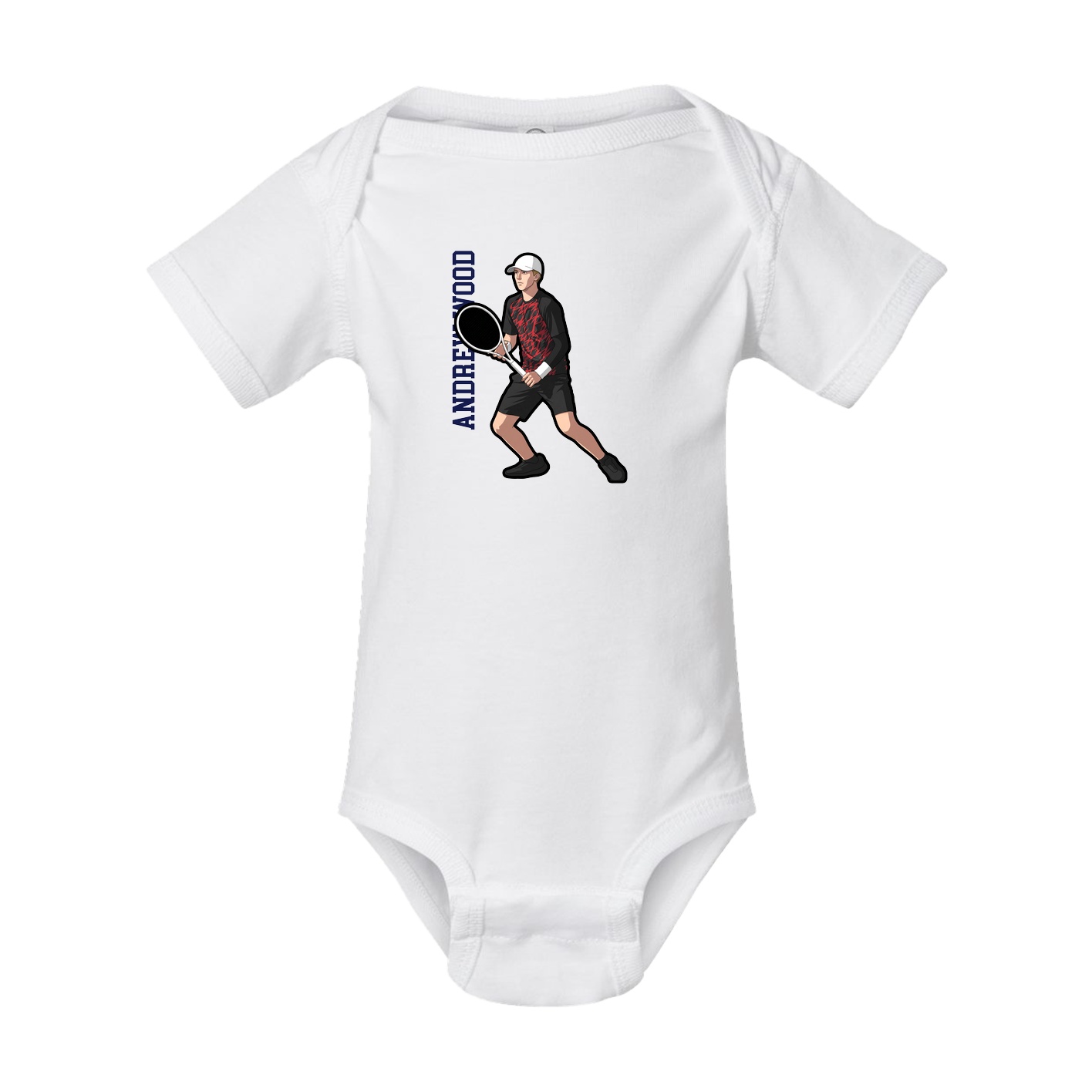 Baby Onesie — Name Vertical in White