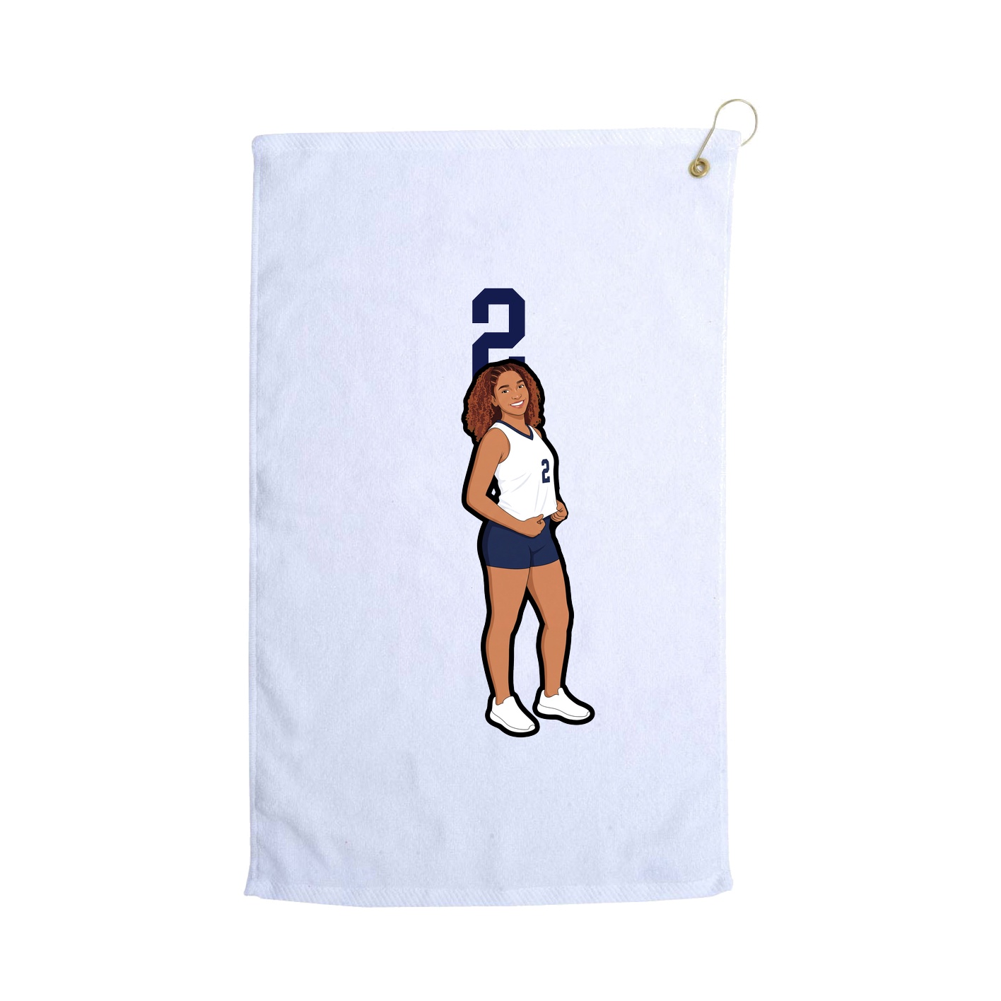 Golf Towel — Number Top in White