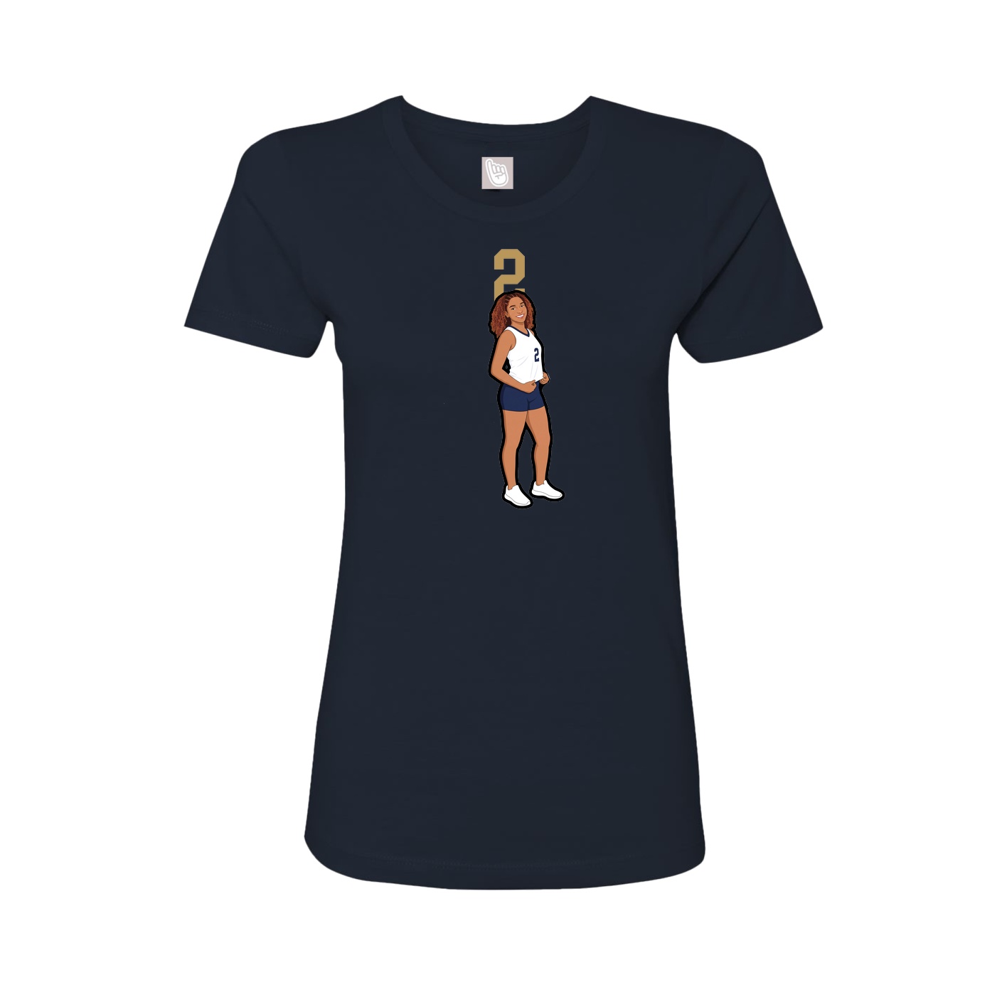 Fitted Women's Tee — Number Top in Navy