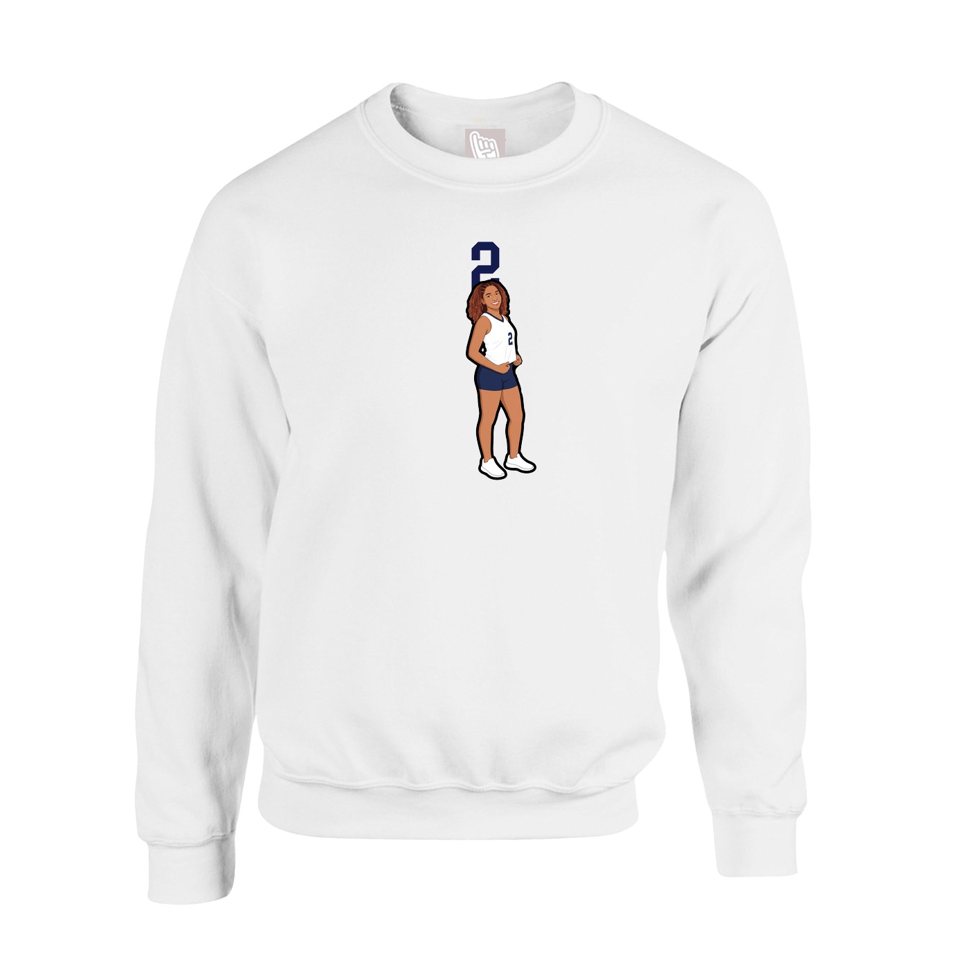 Fleece Crew — Number Top in White