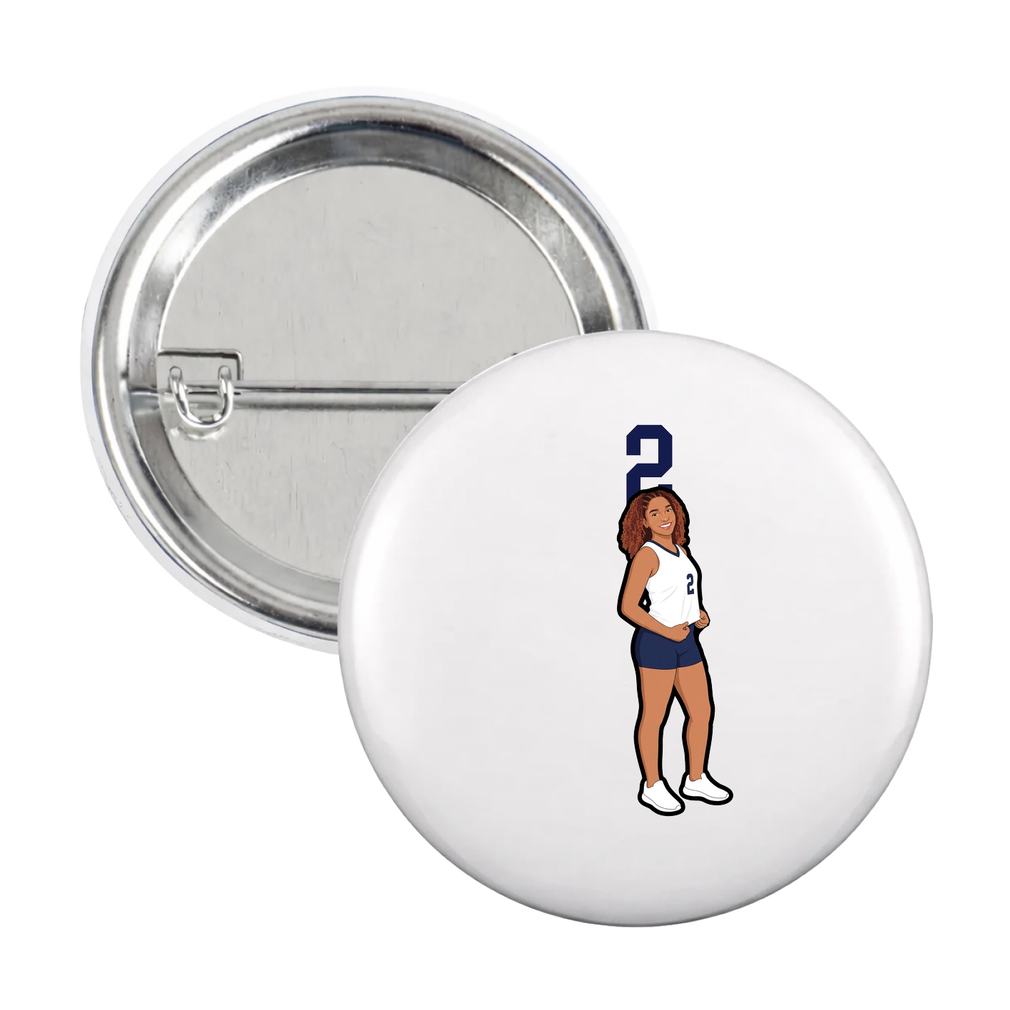 Game Day Button — Number Top in White