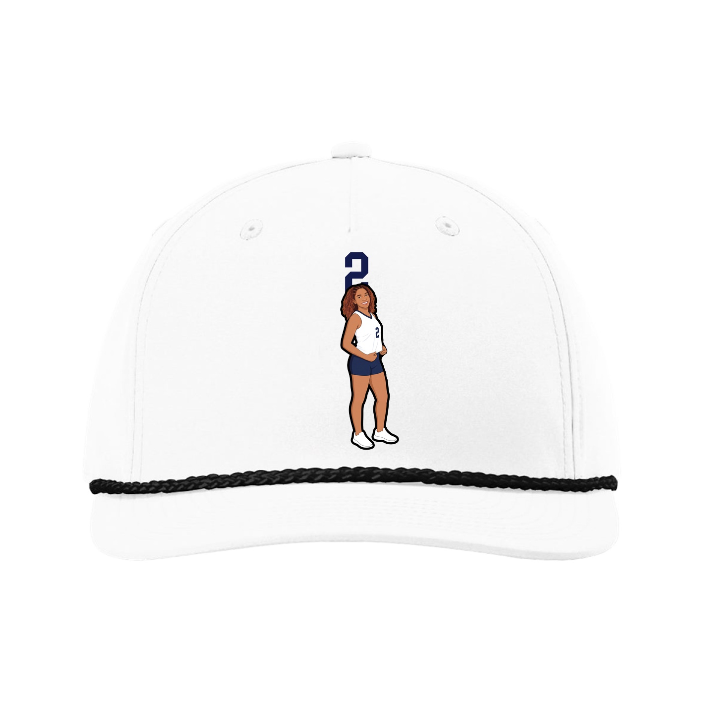 Five-Panel Classic Rope Cap — Number Top in White