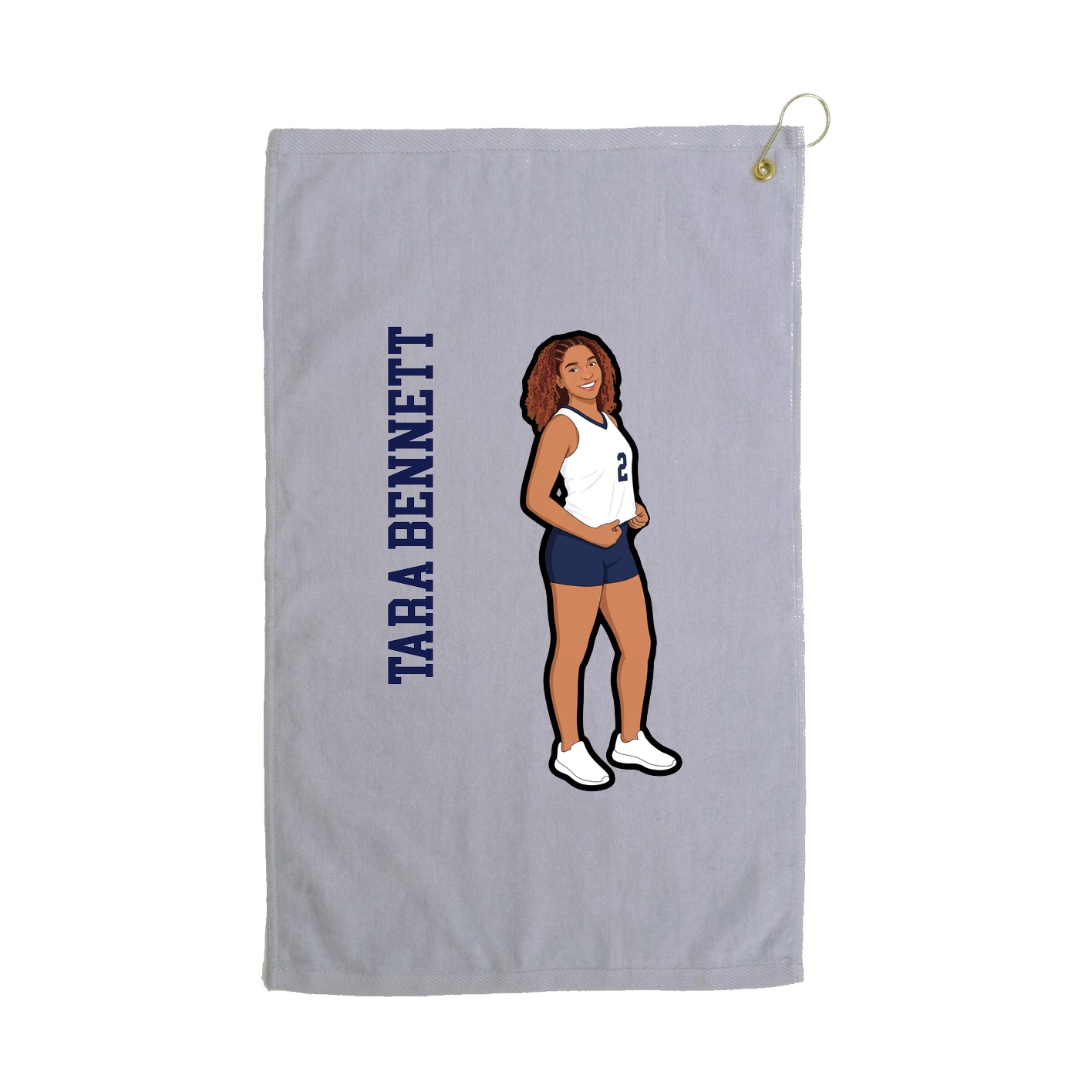 Golf Towel — Name Vertical in Grey