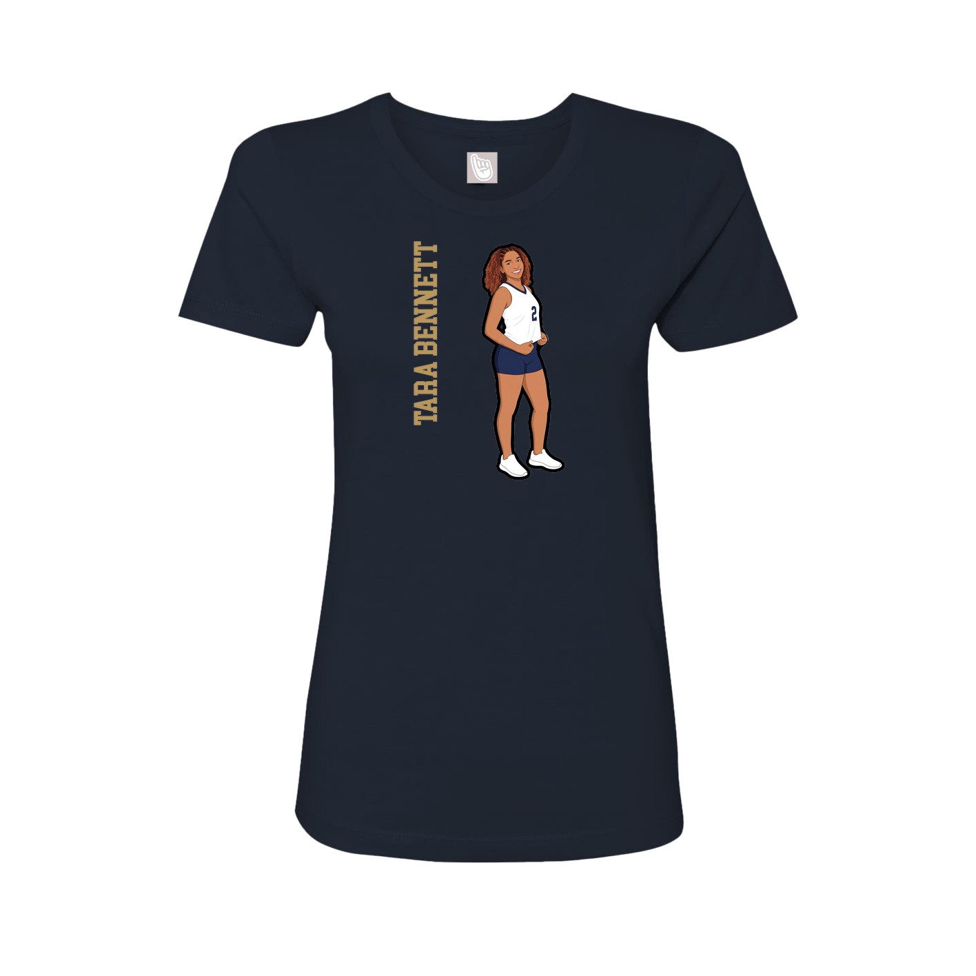 Fitted Women's Tee — Name Vertical in Navy