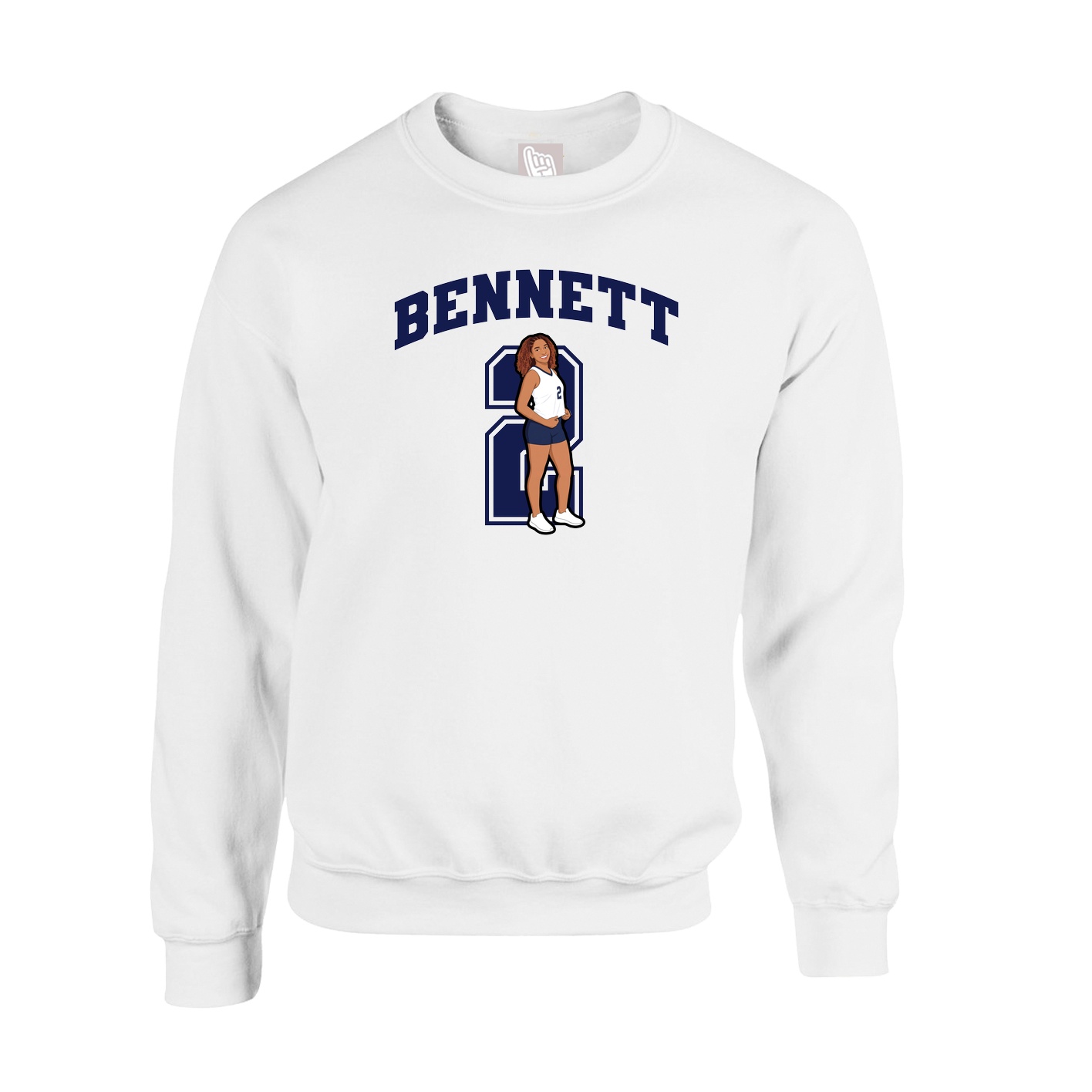 Fleece Crew — Number in White