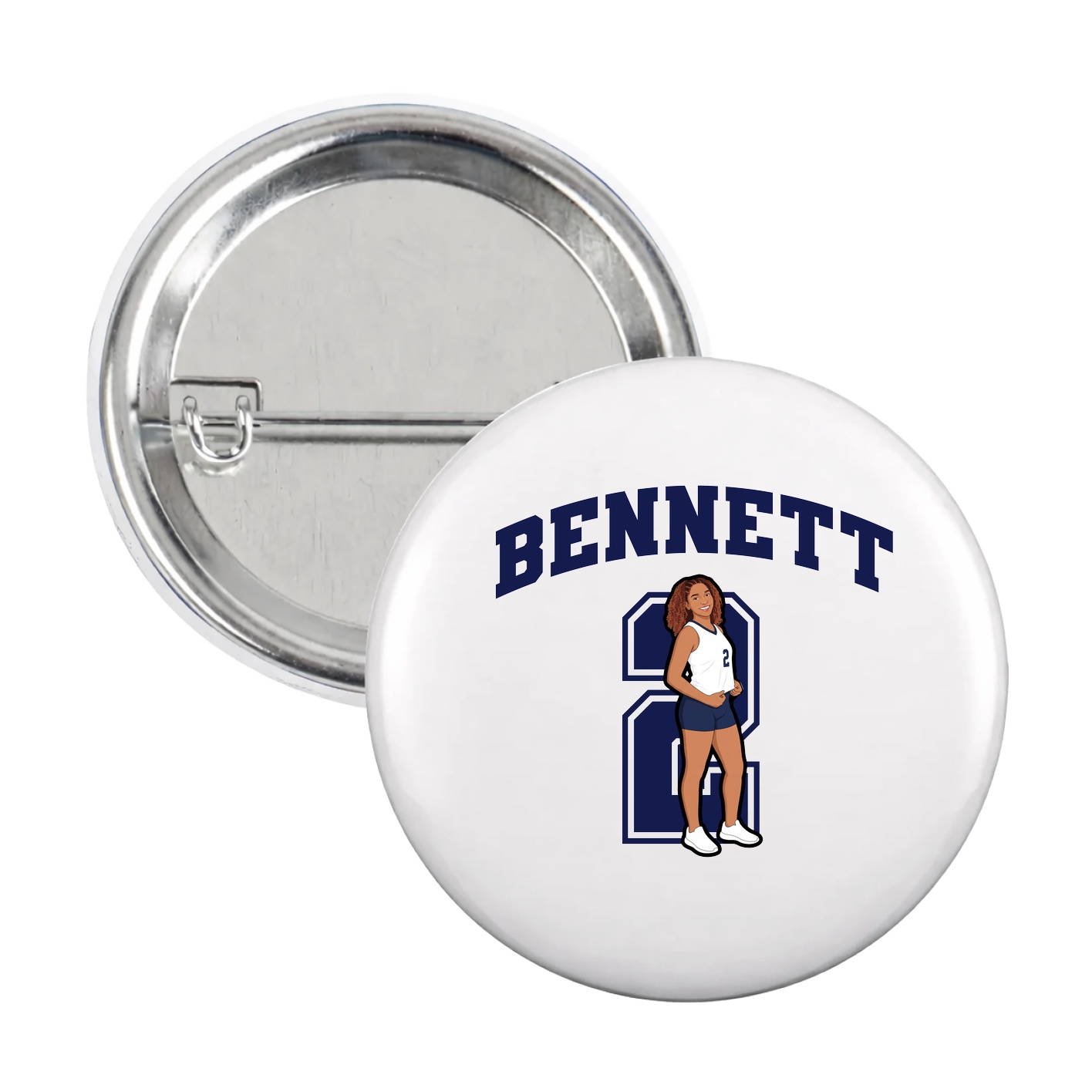 Game Day Button — Number in White