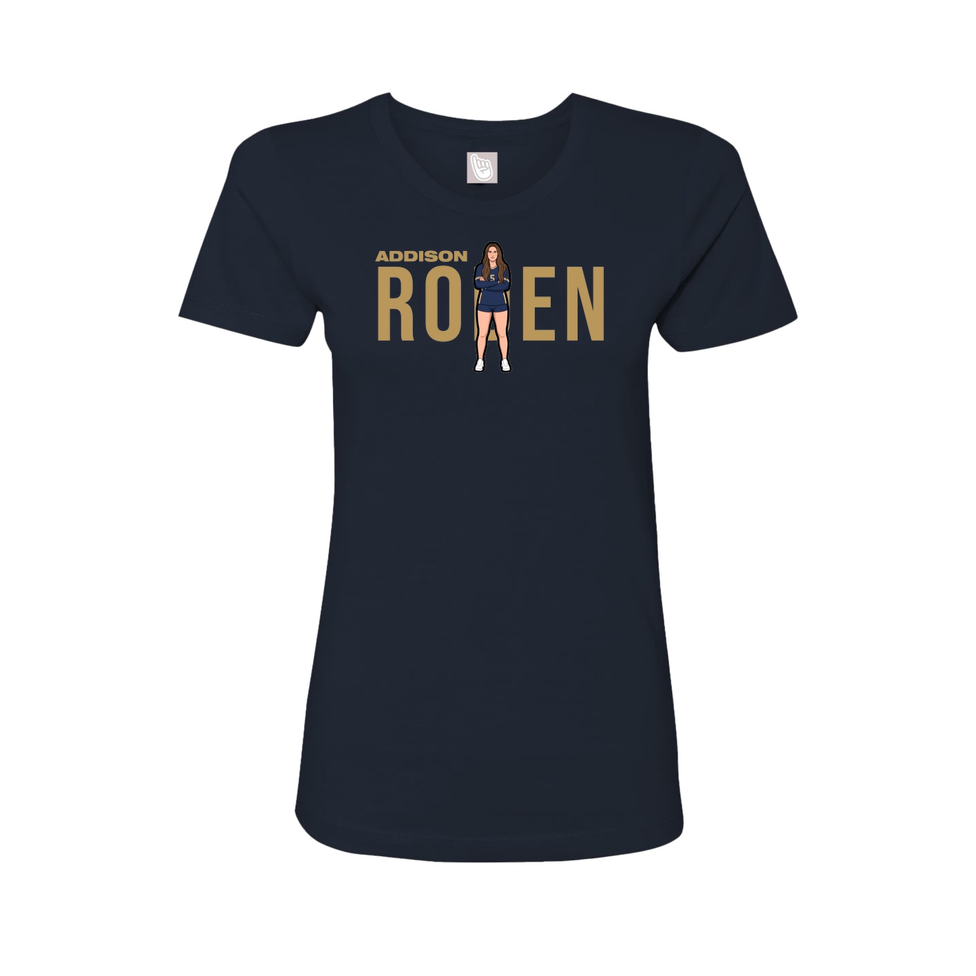 Fitted Women's Tee — Player Name in Navy