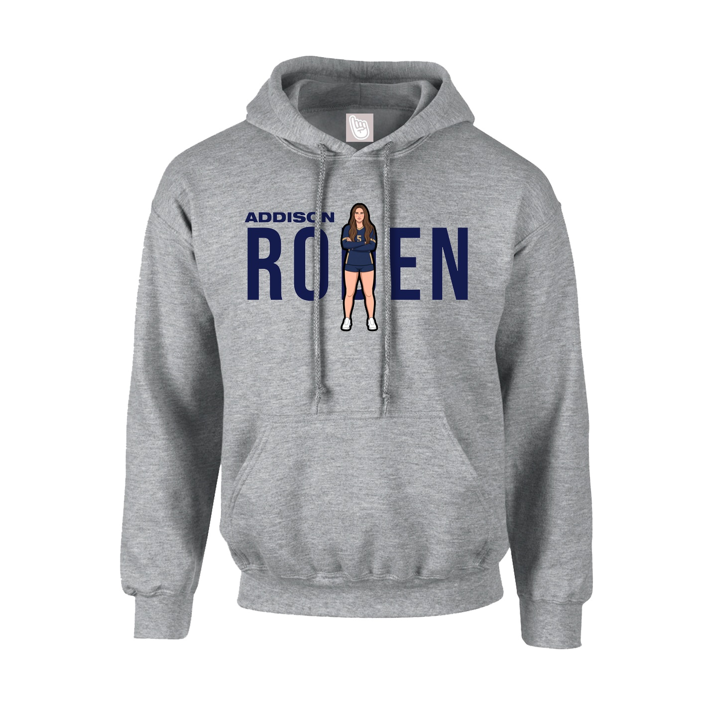 Hoodie — Player Name in Grey