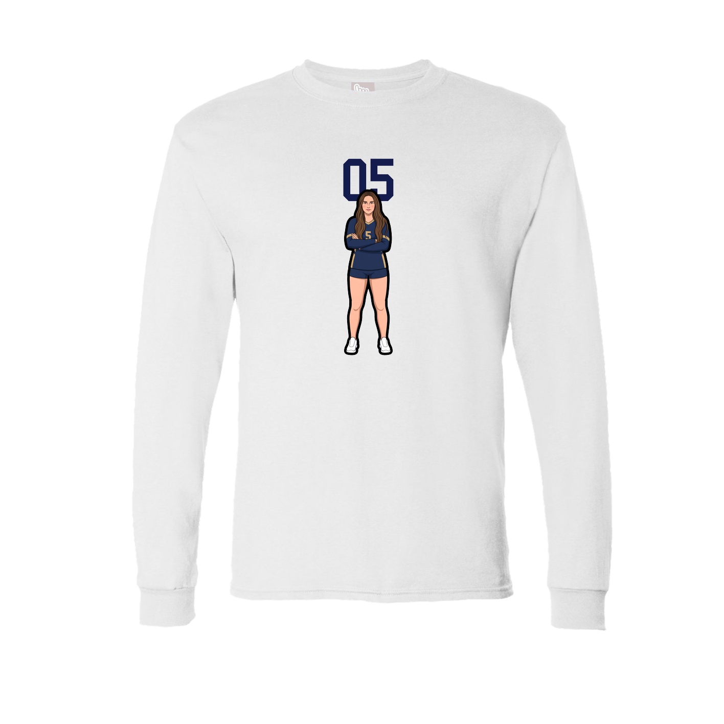 Long Sleeve Tee — Number Top in White