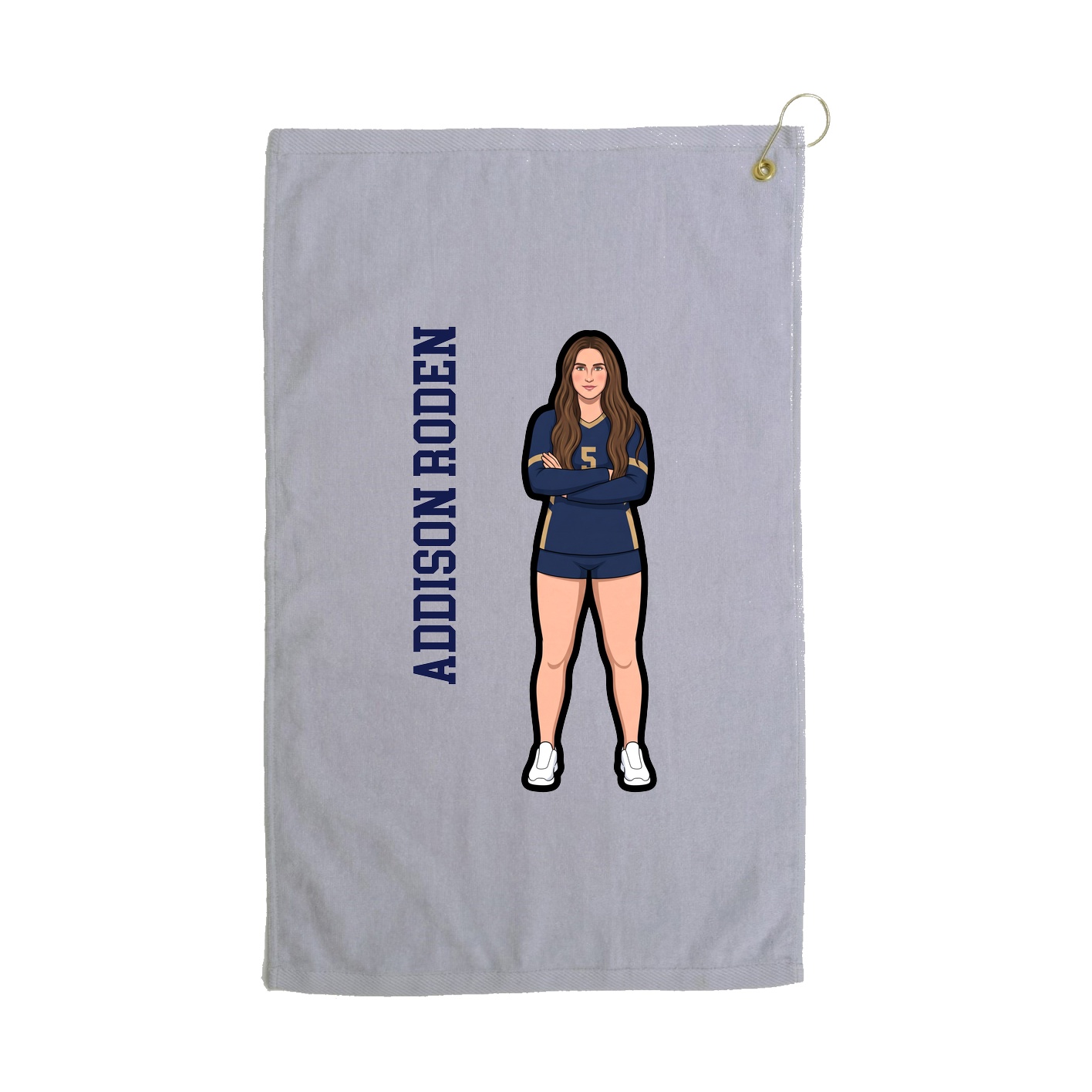 Golf Towel — Name Vertical in Grey