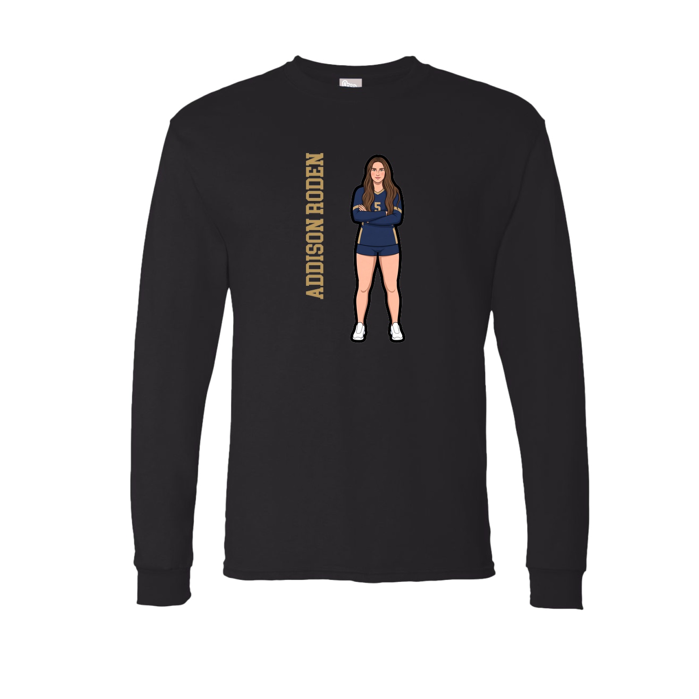 Long Sleeve Tee — Name Vertical in Black