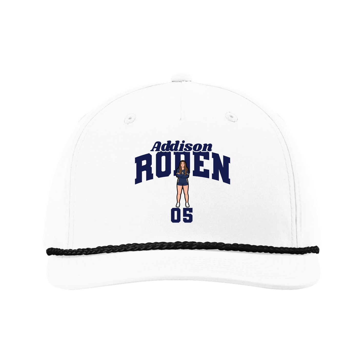 Five-Panel Classic Rope Cap — Signature Arch in White