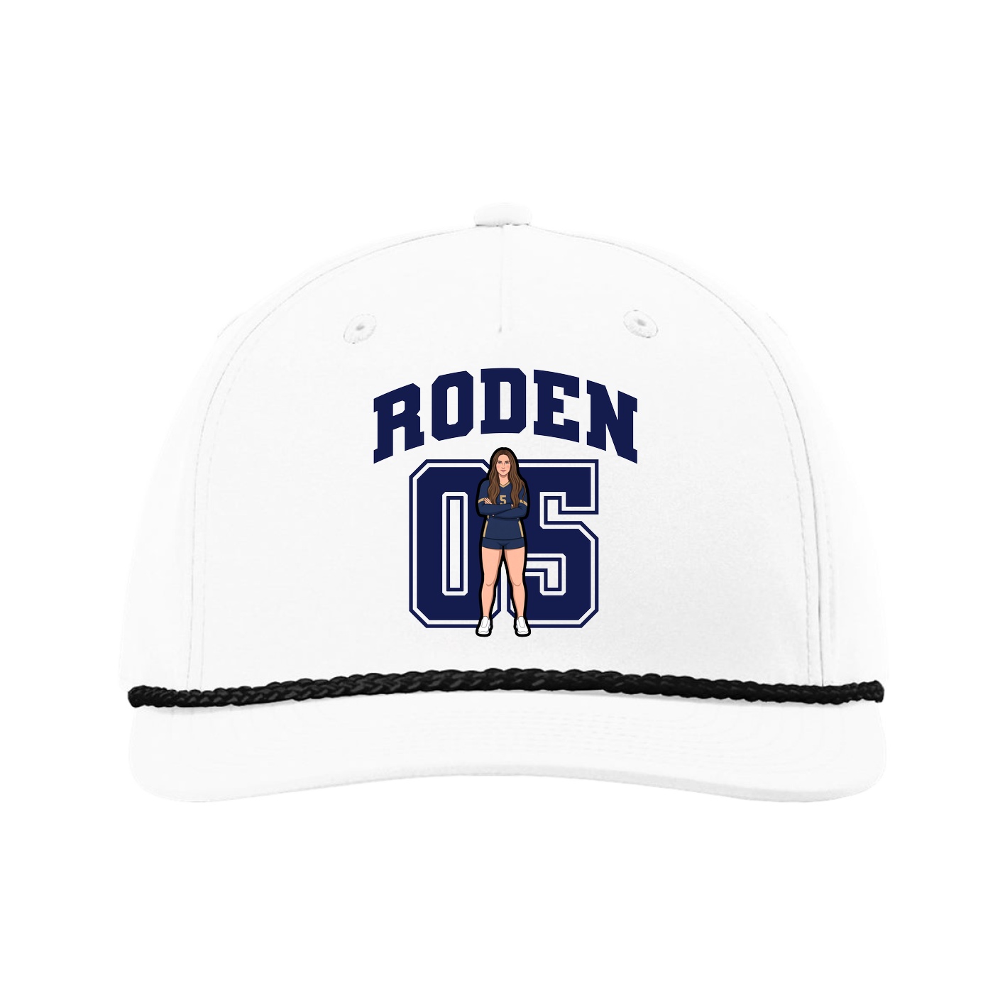 Five-Panel Classic Rope Cap — Number in White