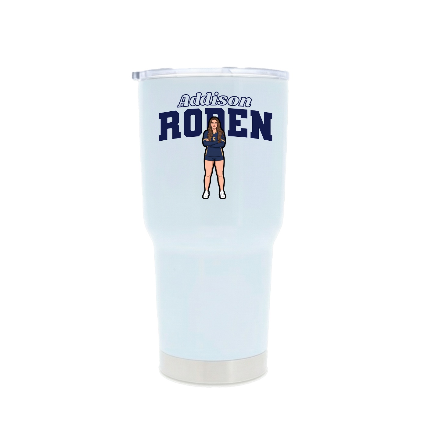 30oz Stainless Steel Tumbler — Name Arch in White