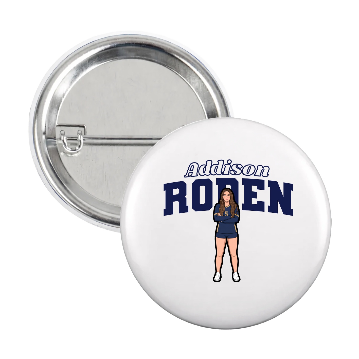 Game Day Button — Name Arch in White