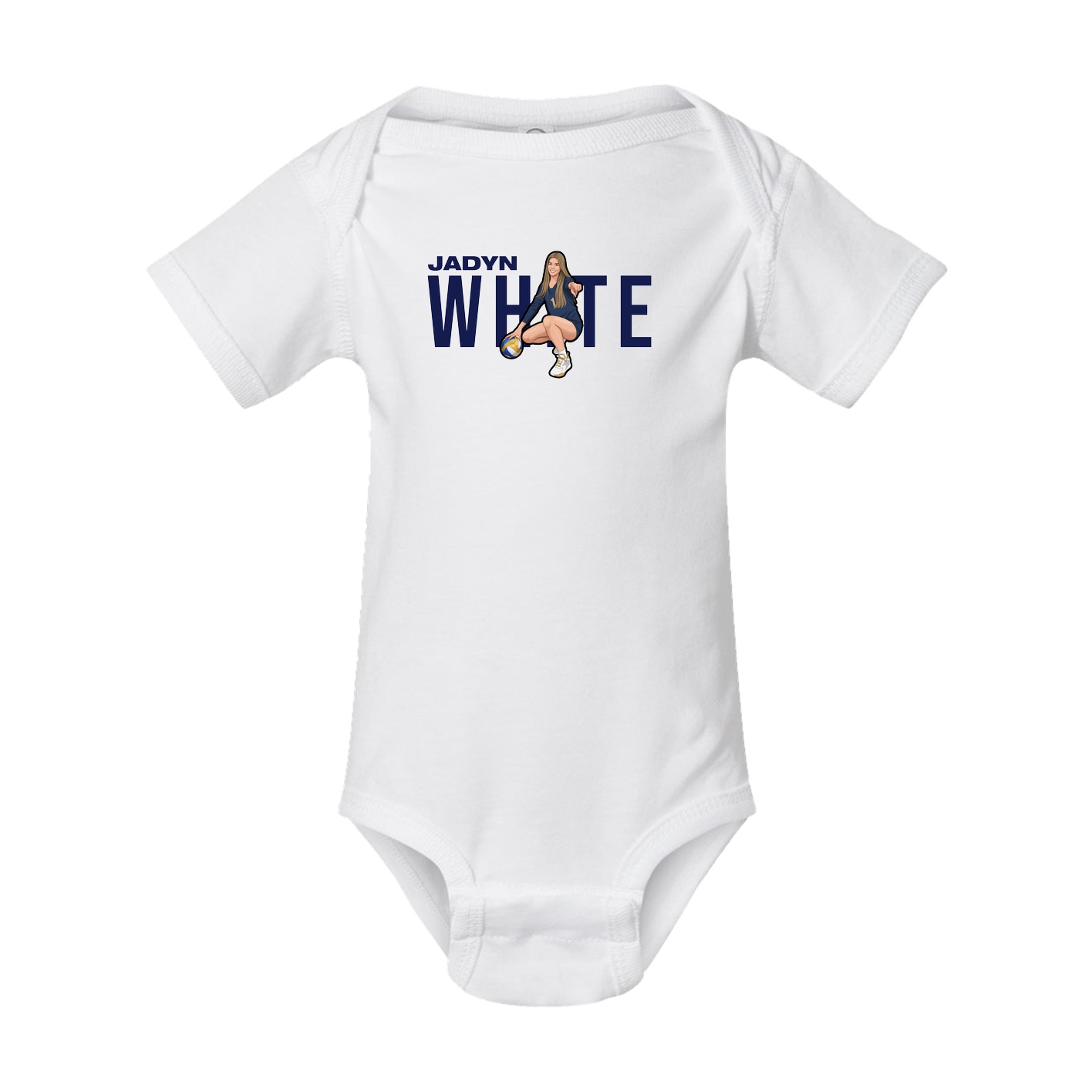 Baby Onesie — Player Name in White