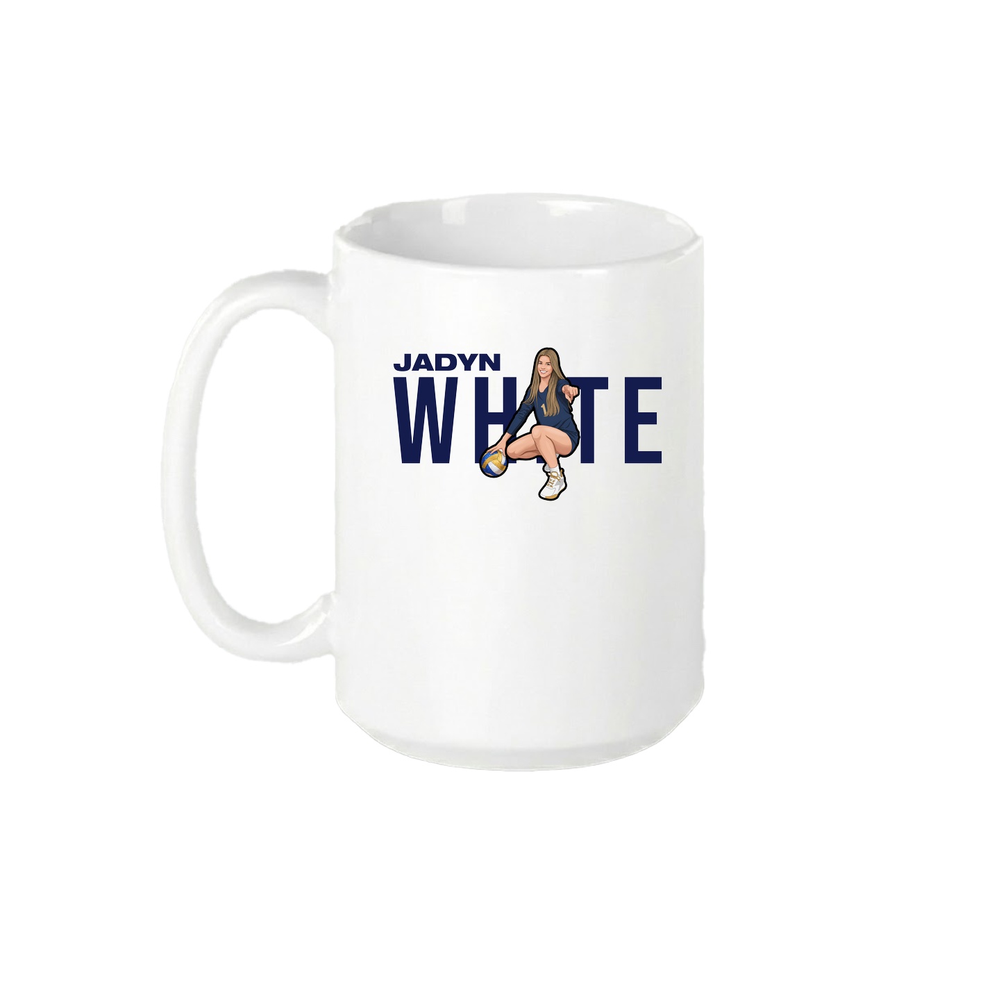 15oz Coffee Mug — Player Name in White