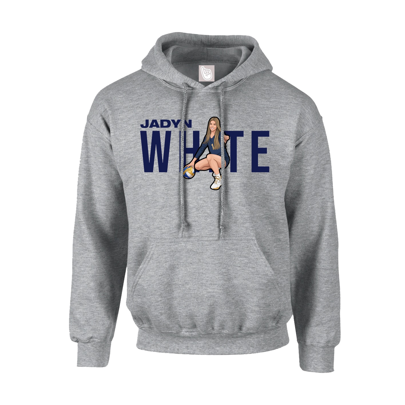 Hoodie — Player Name in Grey