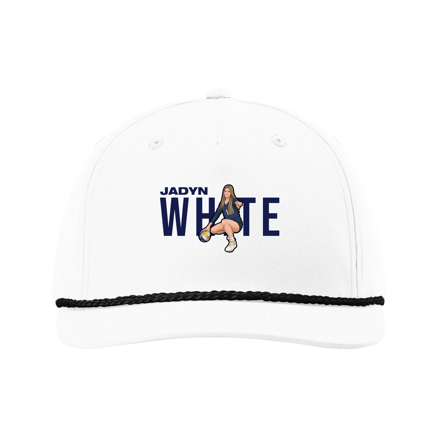 Five-Panel Classic Rope Cap — Player Name in White
