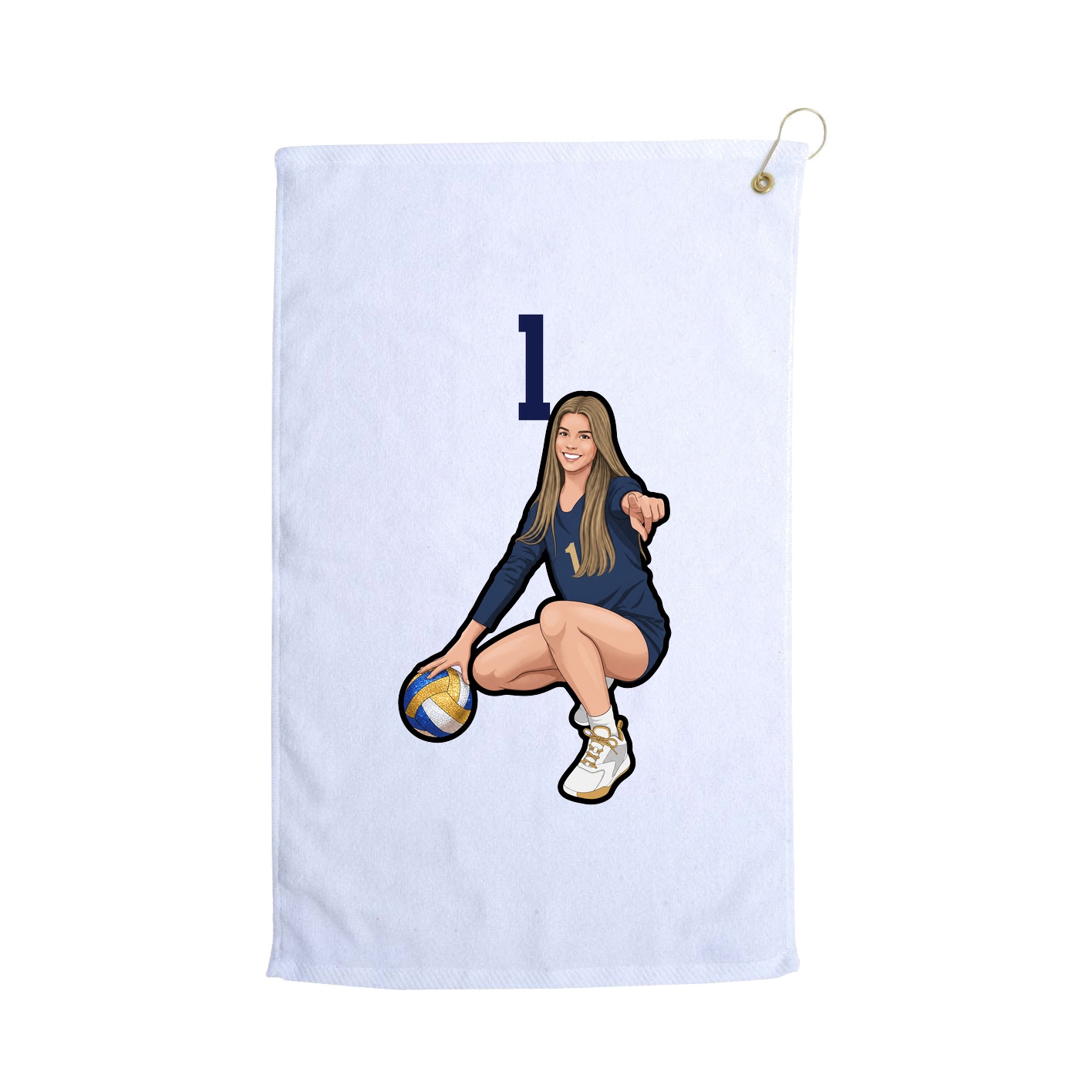 Golf Towel — Number Top in White