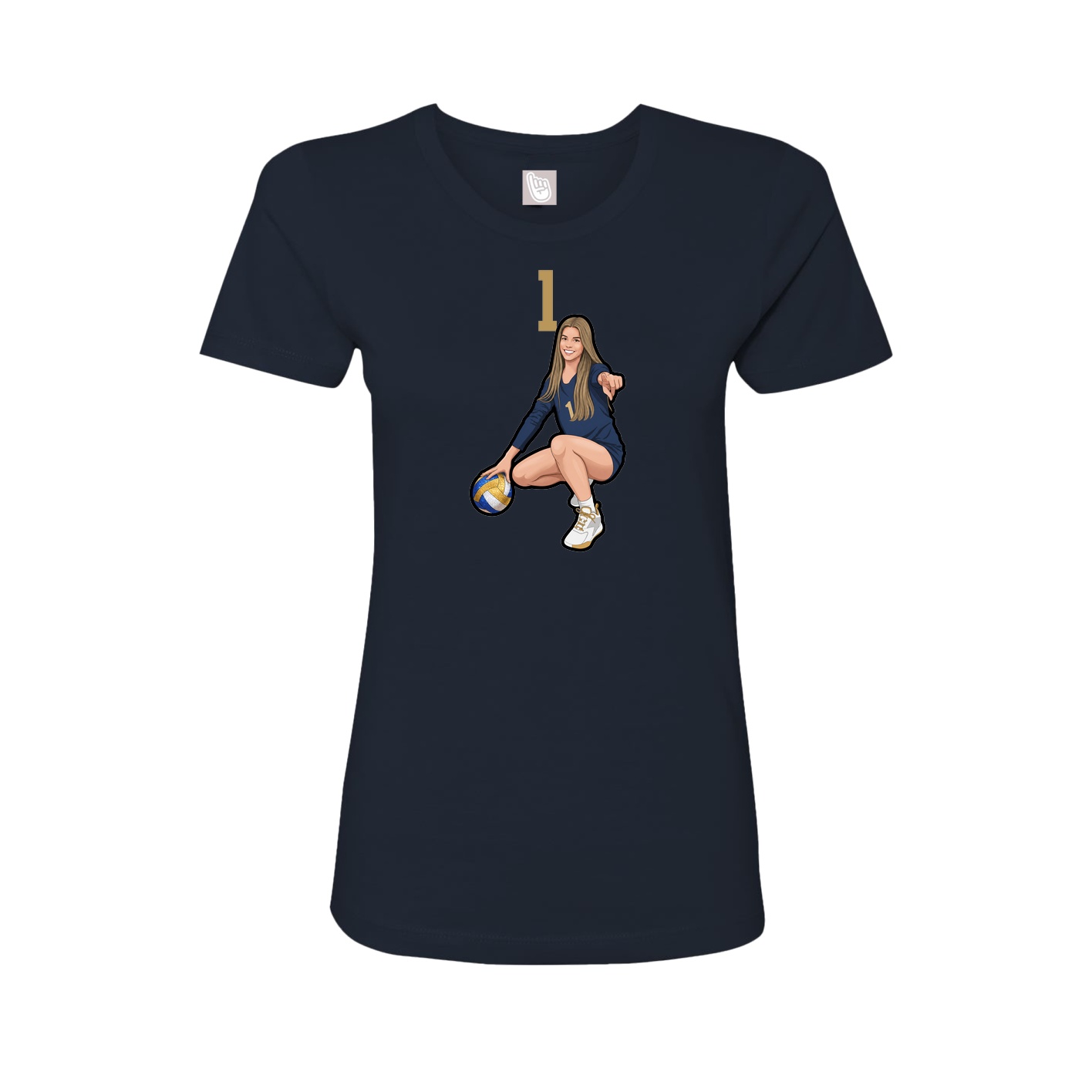 Fitted Women's Tee — Number Top in Navy