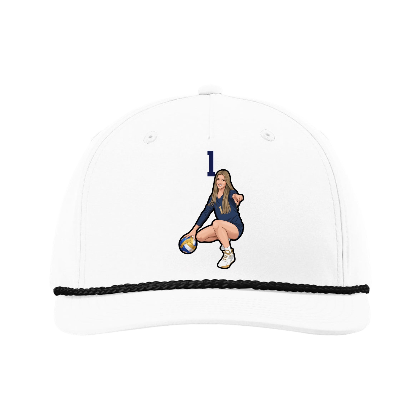 Five-Panel Classic Rope Cap — Number Top in White