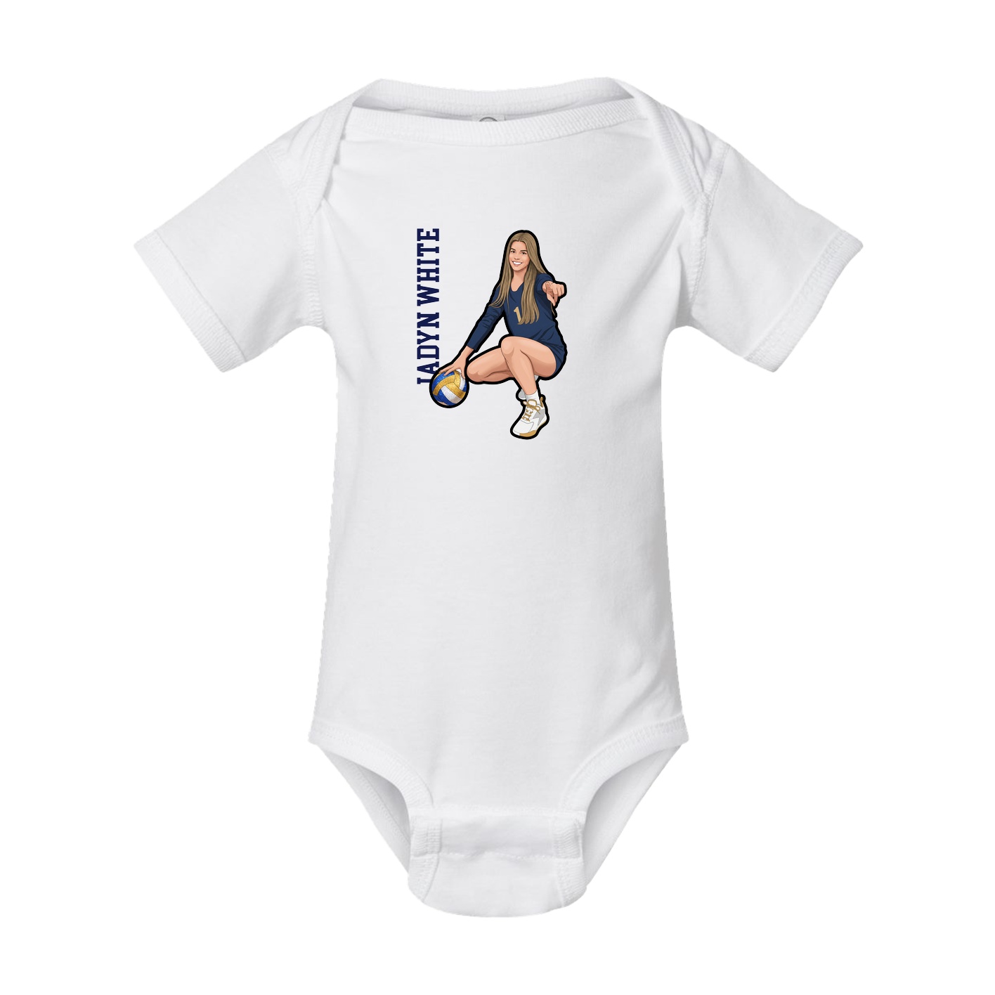 Baby Onesie — Name Vertical in White