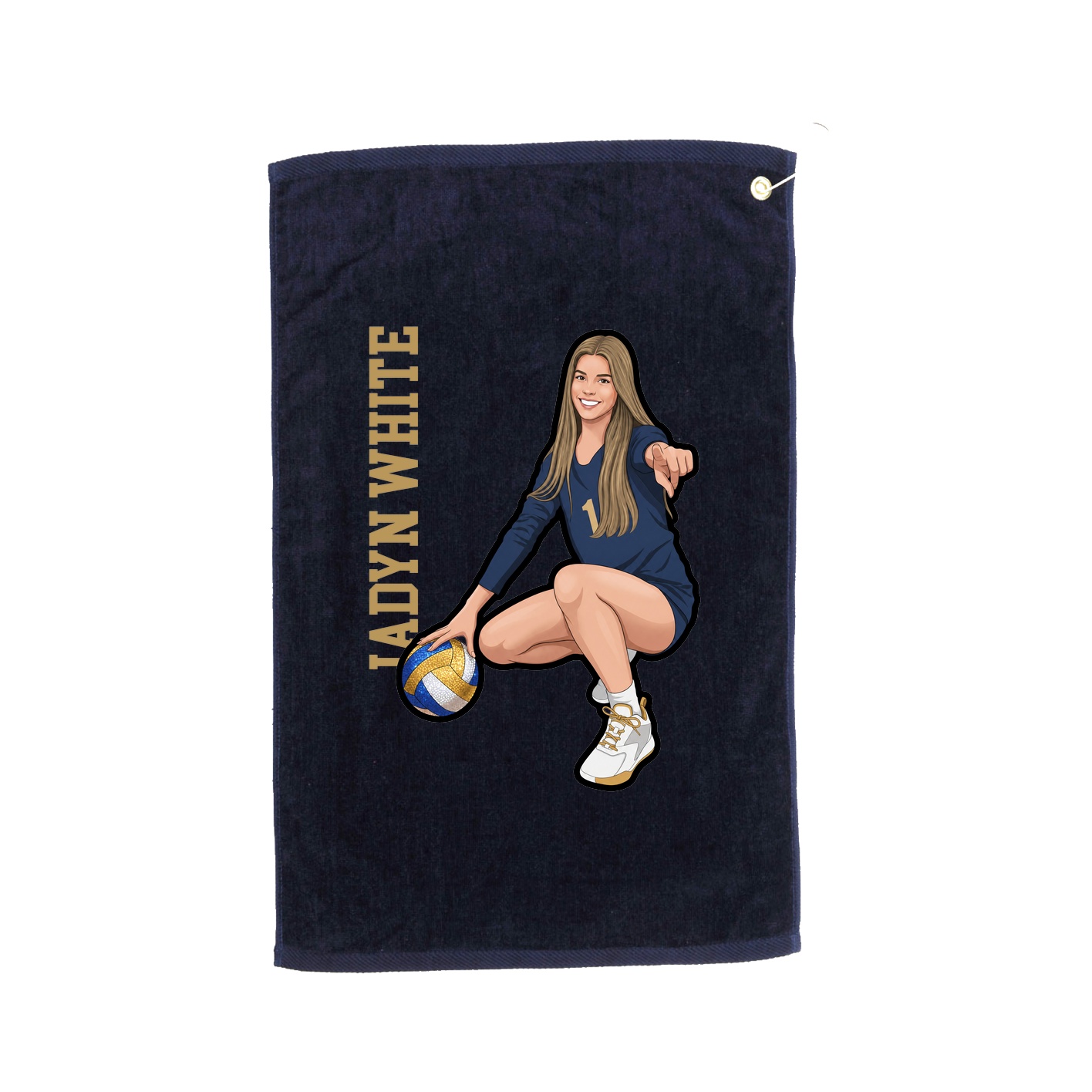 Golf Towel — Name Vertical in Navy