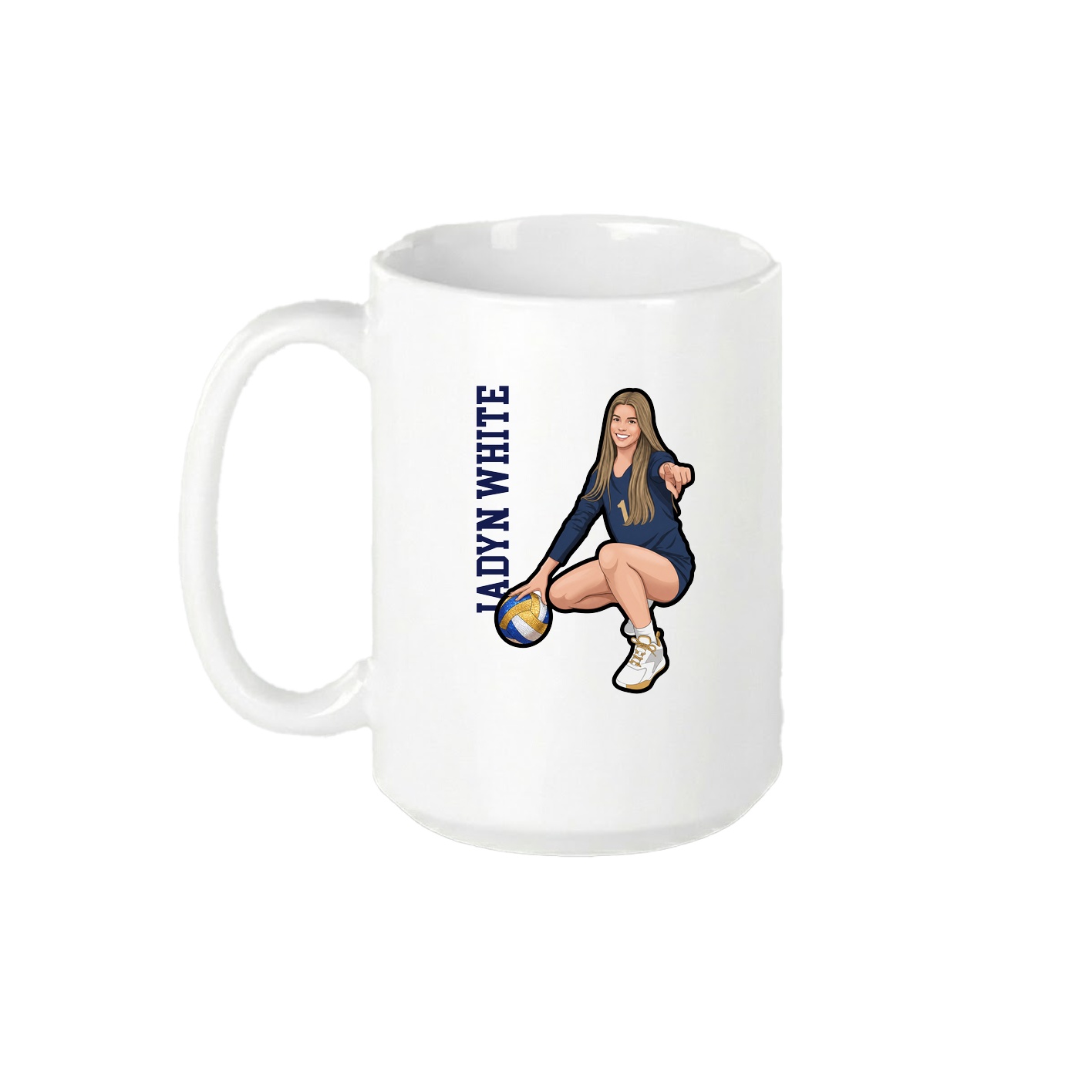 15oz Coffee Mug — Name Vertical in White