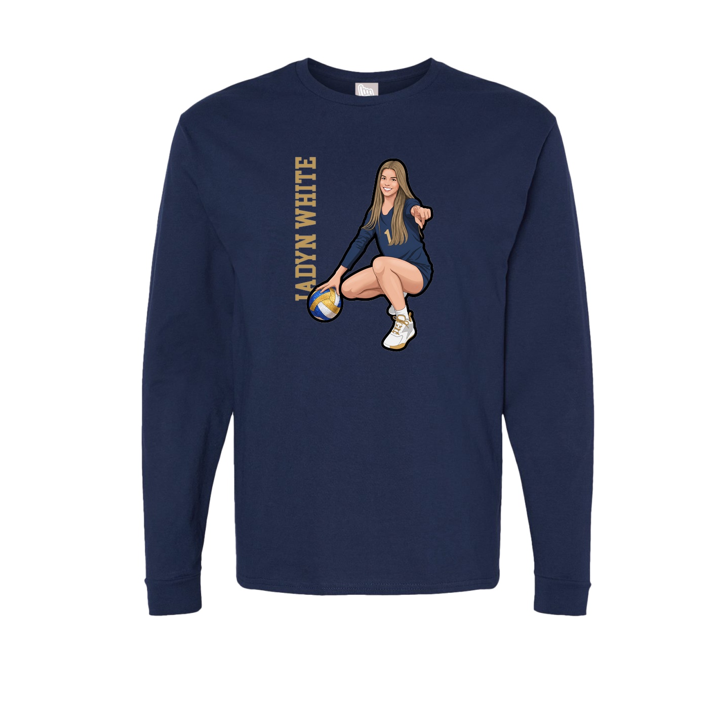 Long Sleeve Tee — Name Vertical in Navy