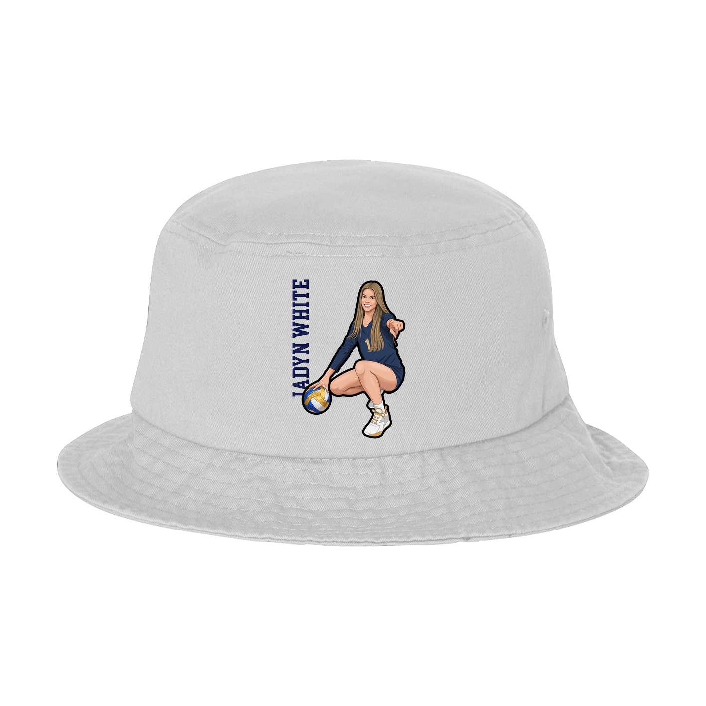 Bucket Cap — Name Vertical in White